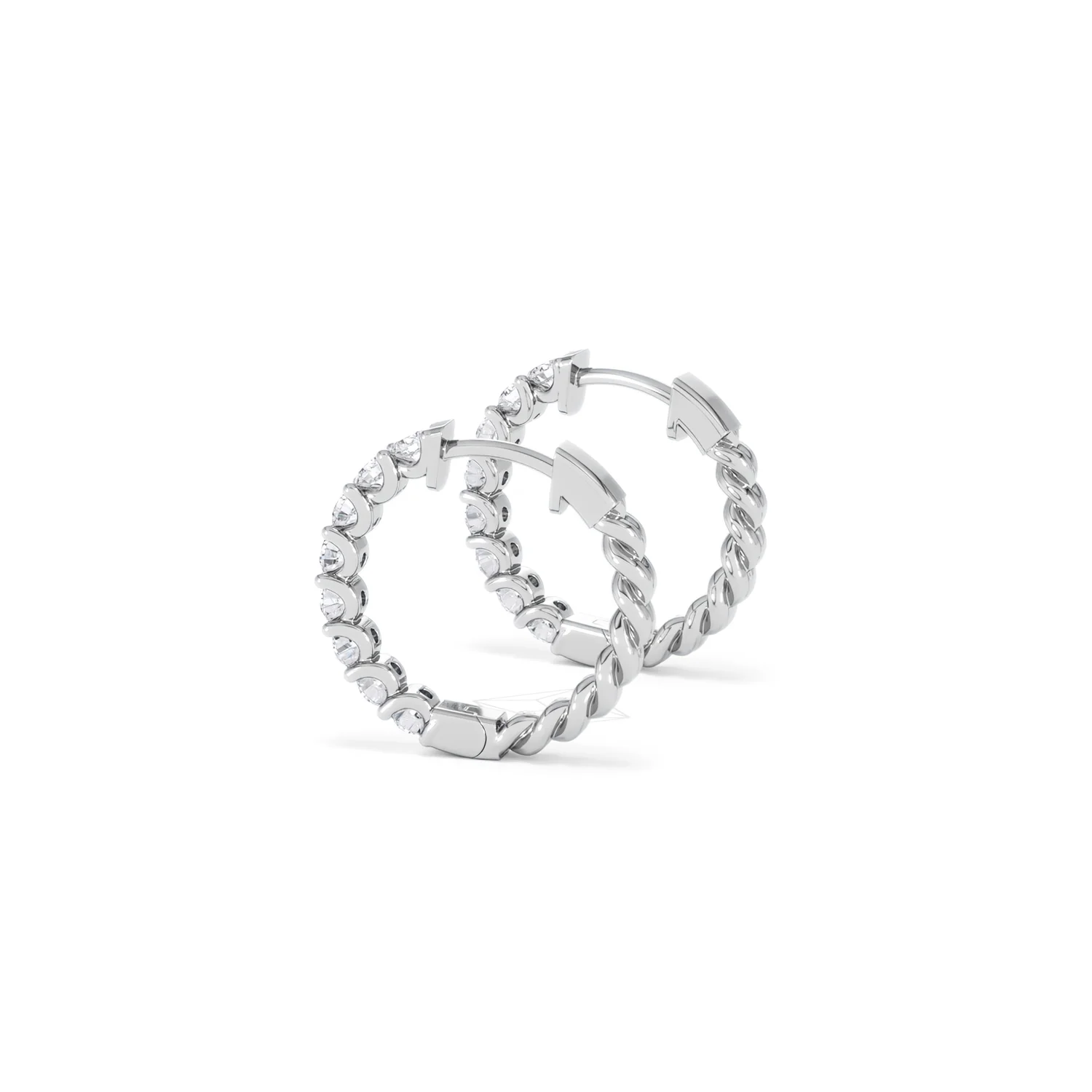 Braided 1.00ct Round Cut Lab Diamond Hoop Earrings in 9K White Gold - Image 64