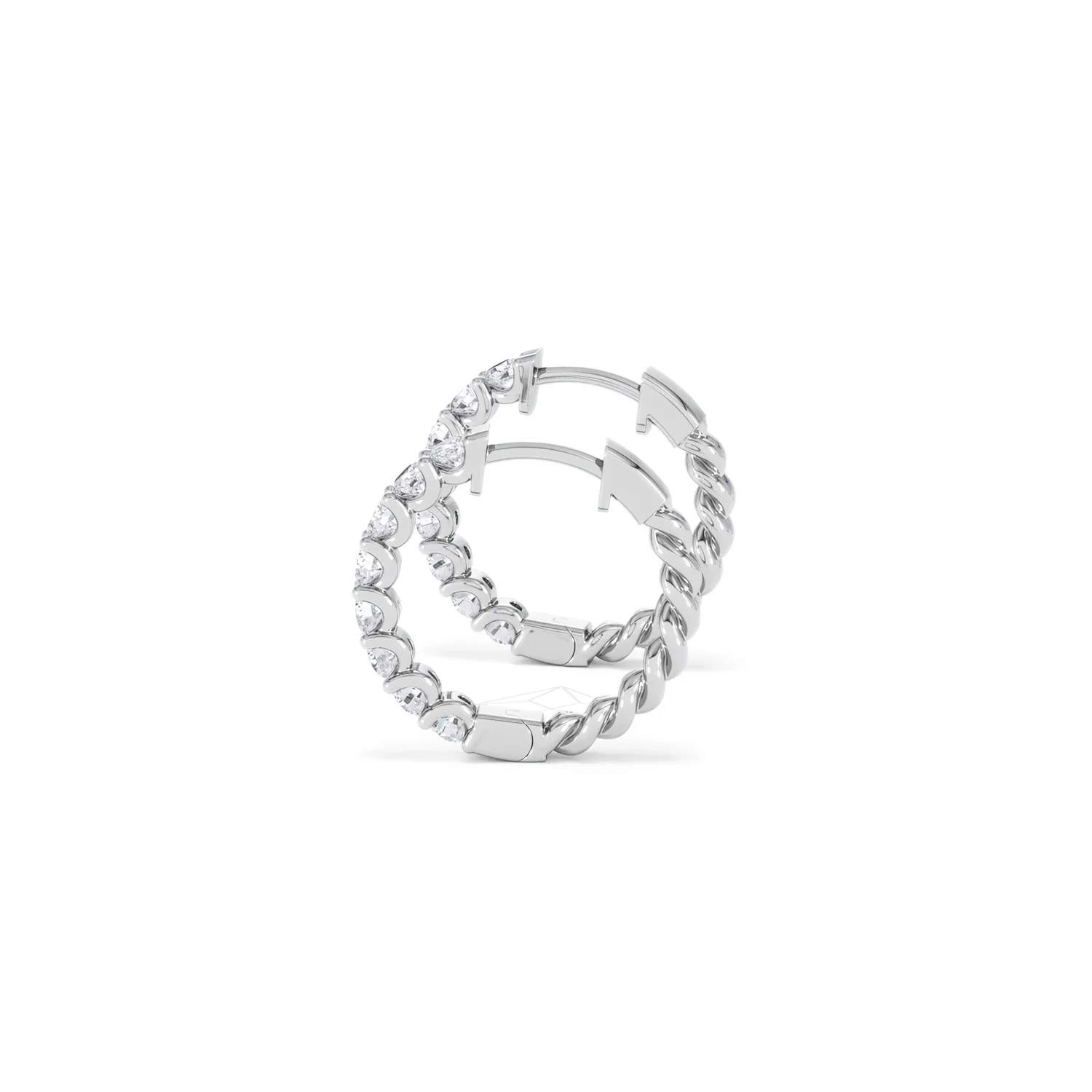 Braided 1.00ct Round Cut Lab Diamond Hoop Earrings in 9K White Gold - Image 67
