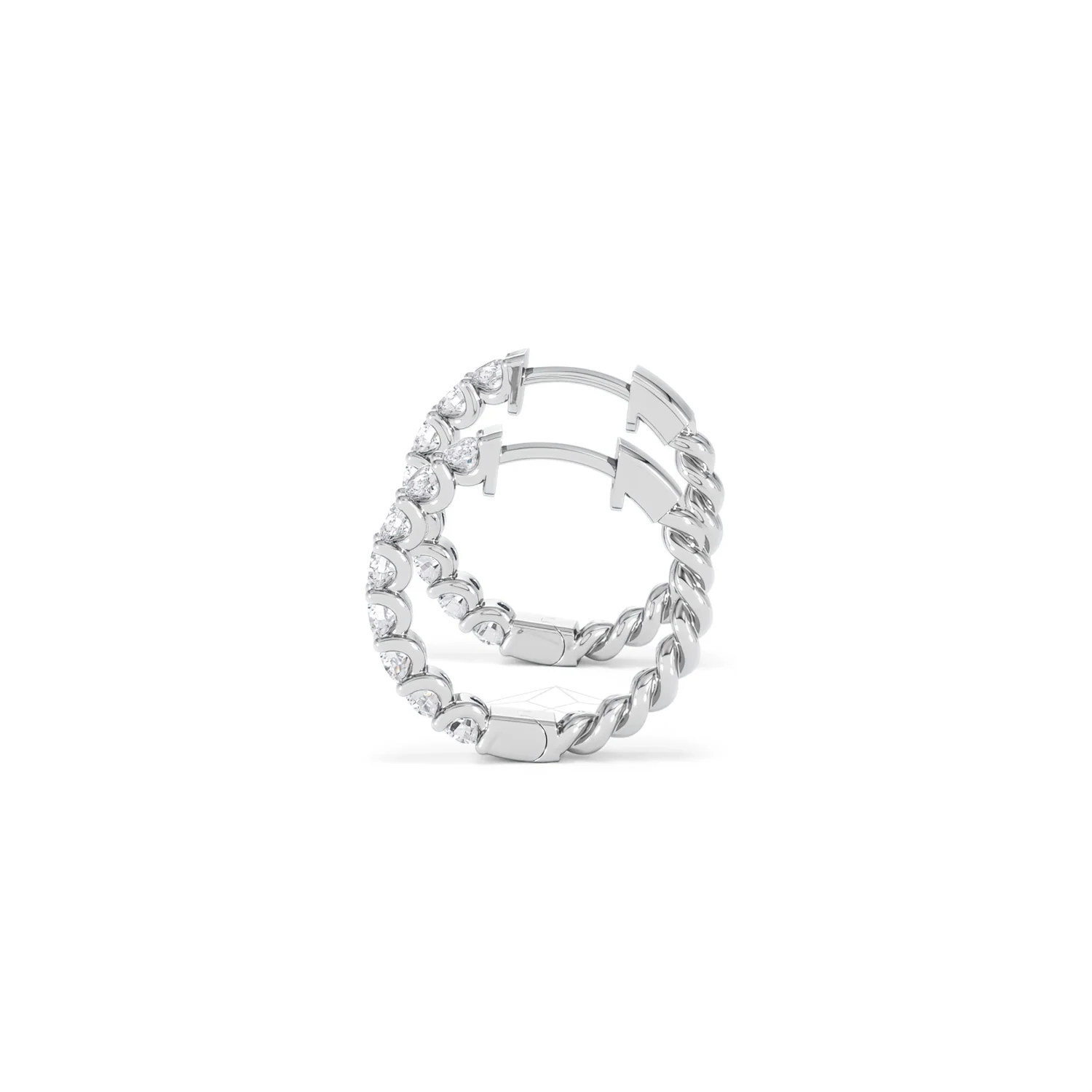 Braided 1.00ct Round Cut Lab Diamond Hoop Earrings in 9K White Gold - Image 68