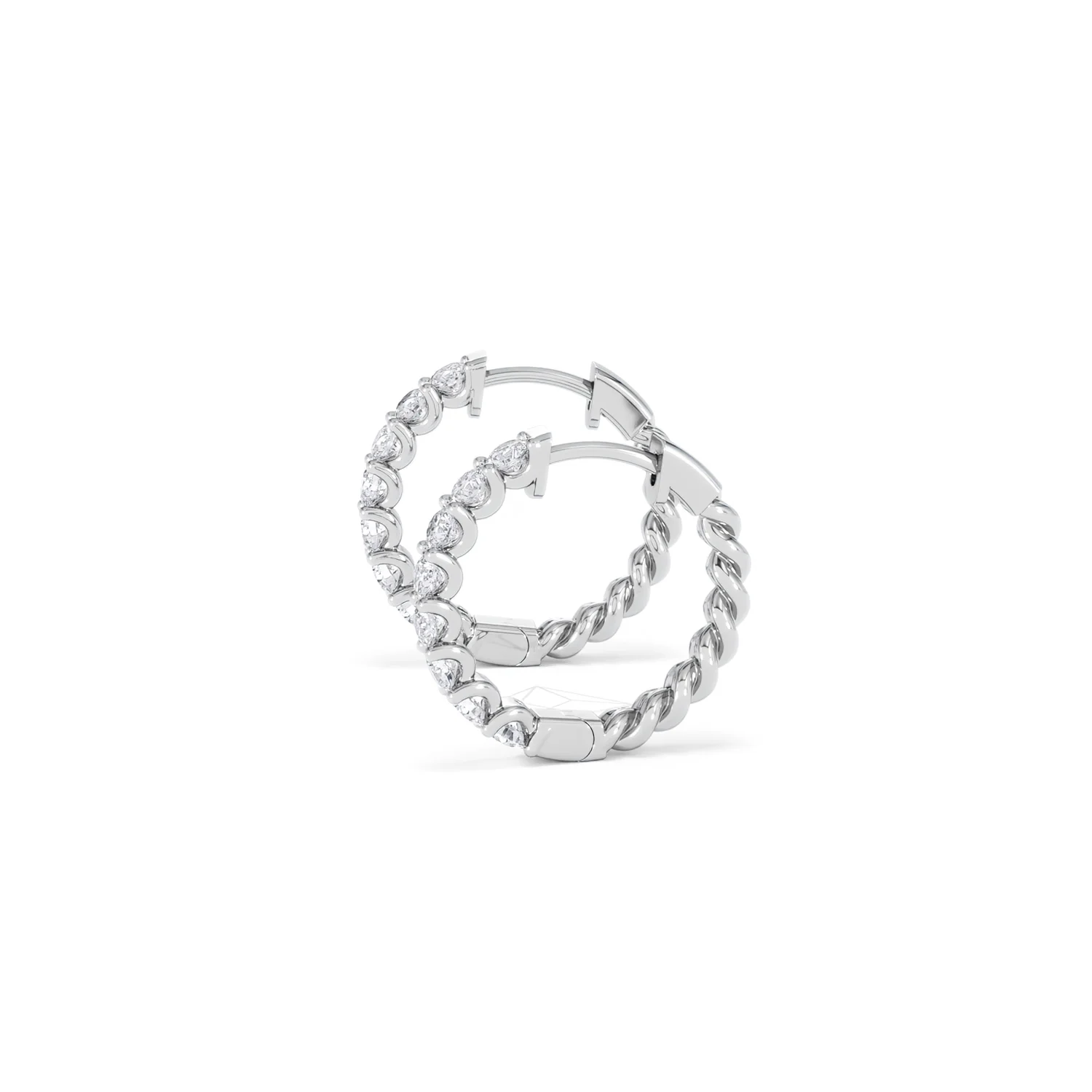 Braided 1.00ct Round Cut Lab Diamond Hoop Earrings in 9K White Gold - Image 71