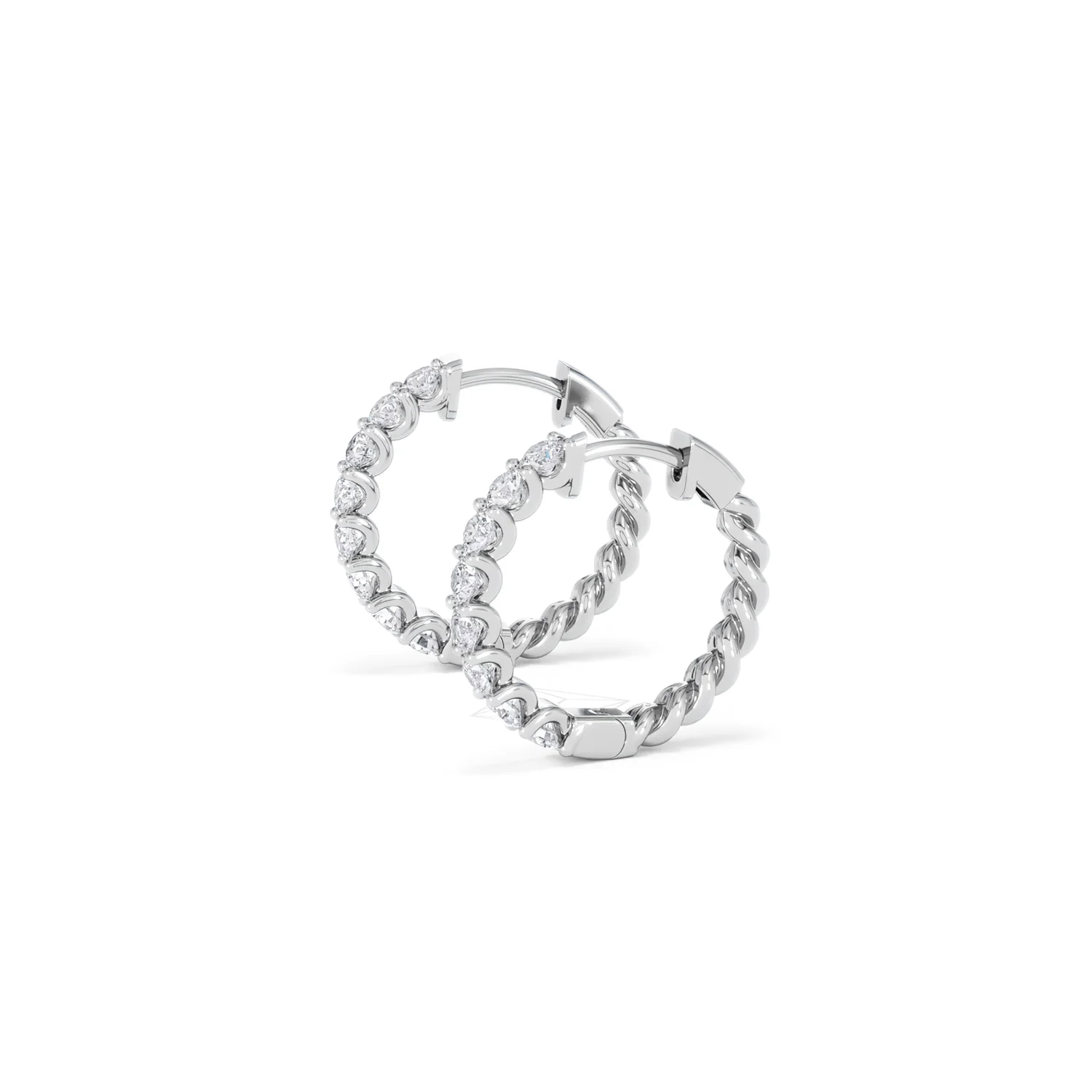 Braided 1.00ct Round Cut Lab Diamond Hoop Earrings in 9K White Gold - Image 73