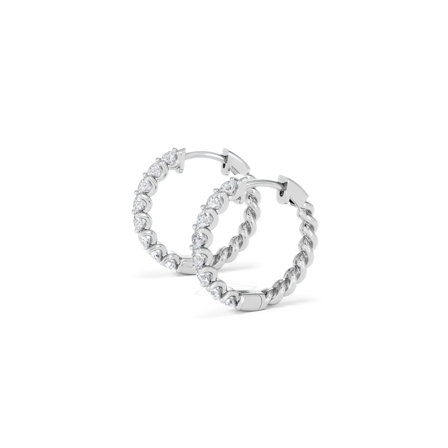 Braided 1.00ct Round Cut Lab Diamond Hoop Earrings in 9K White Gold - Image 74