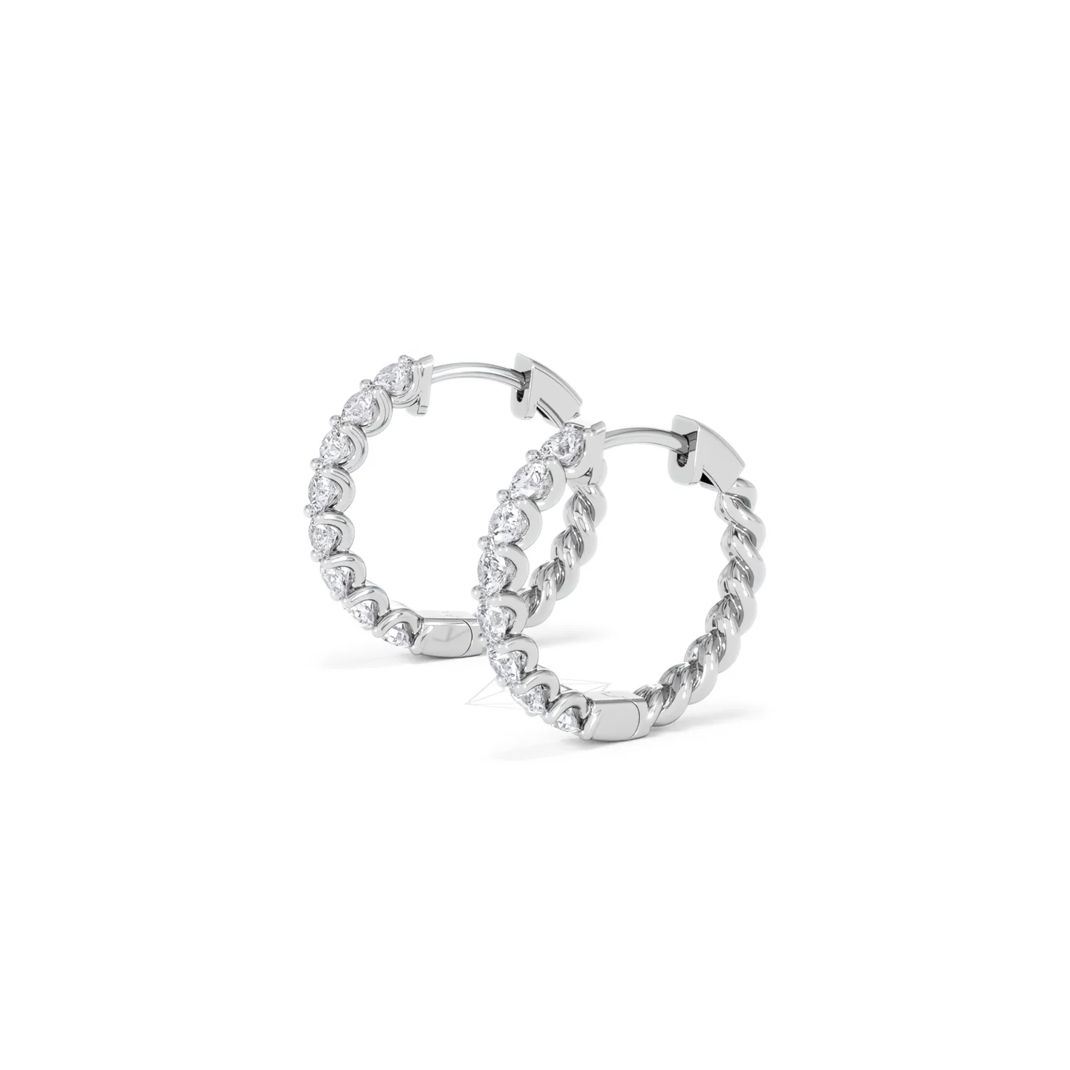 Braided 1.00ct Round Cut Lab Diamond Hoop Earrings in 9K White Gold - Image 75