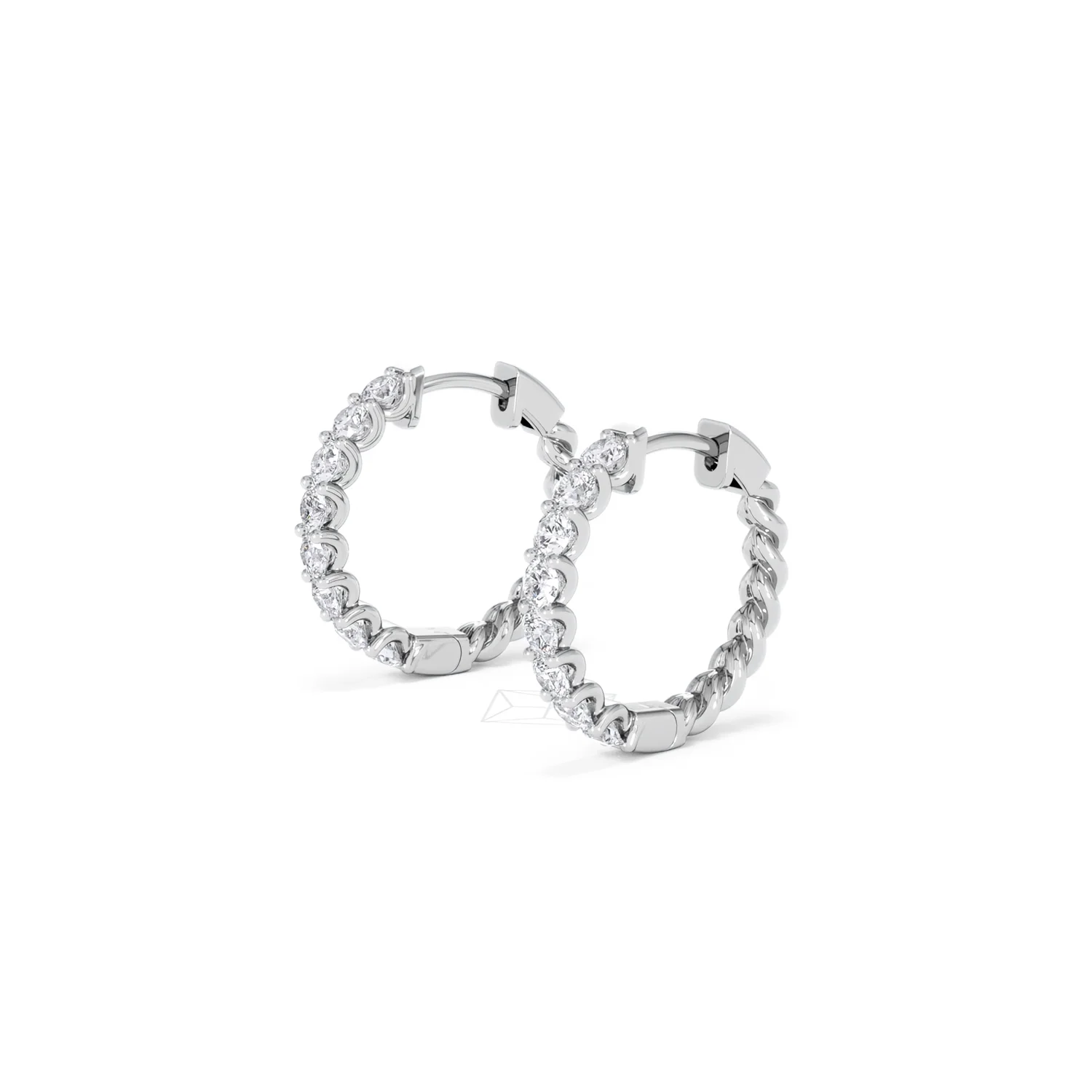 Braided 1.00ct Round Cut Lab Diamond Hoop Earrings in 9K White Gold - Image 77