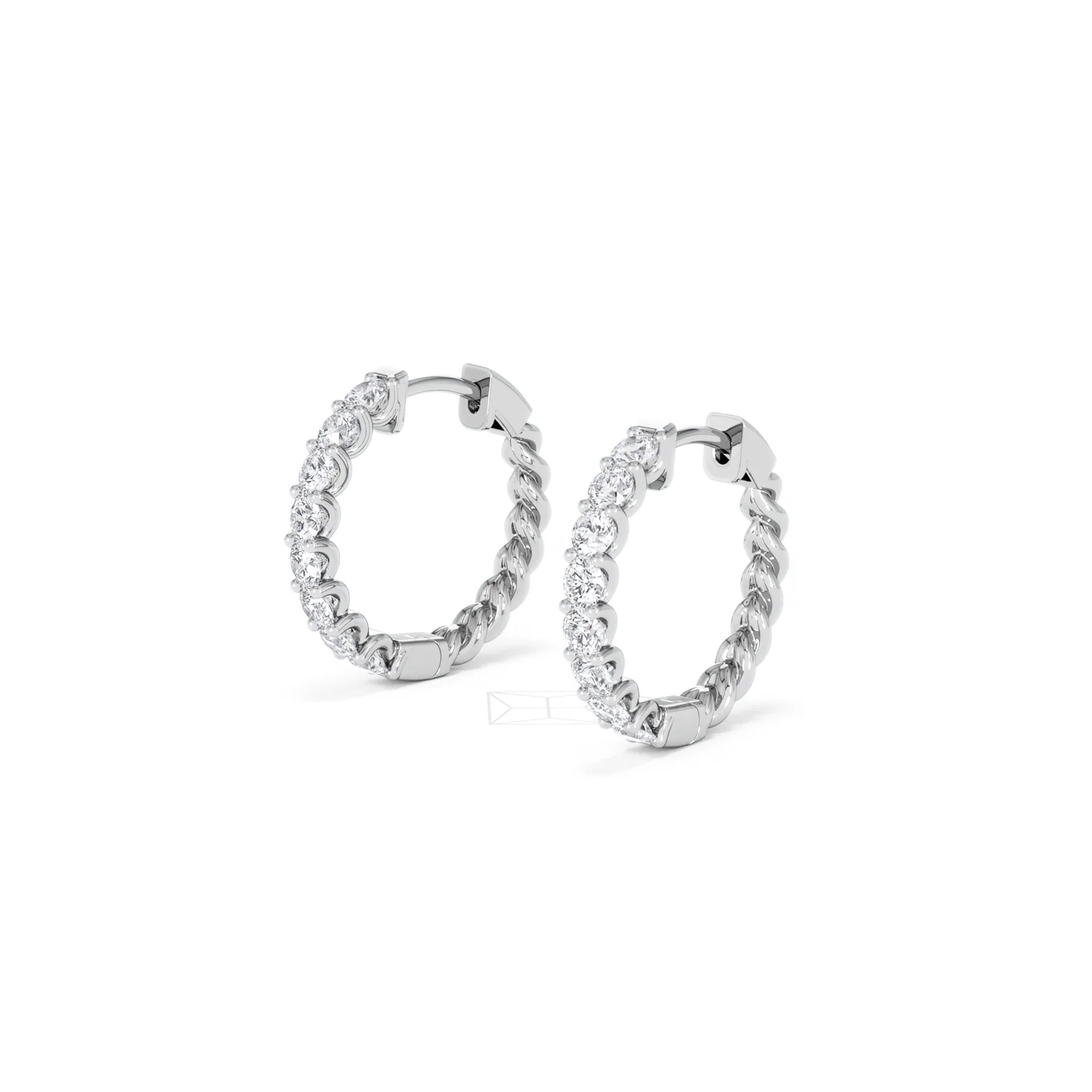 Braided 1.00ct Round Cut Lab Diamond Hoop Earrings in 9K White Gold - Image 79