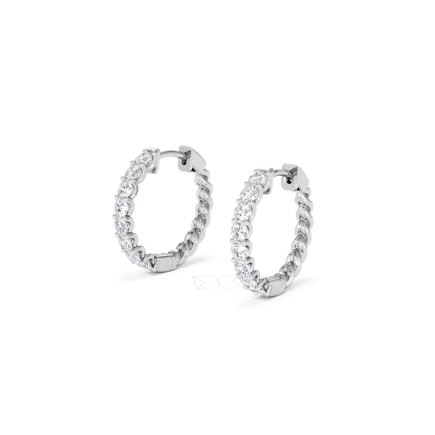 Braided 1.00ct Round Cut Lab Diamond Hoop Earrings in 9K White Gold - Image 80