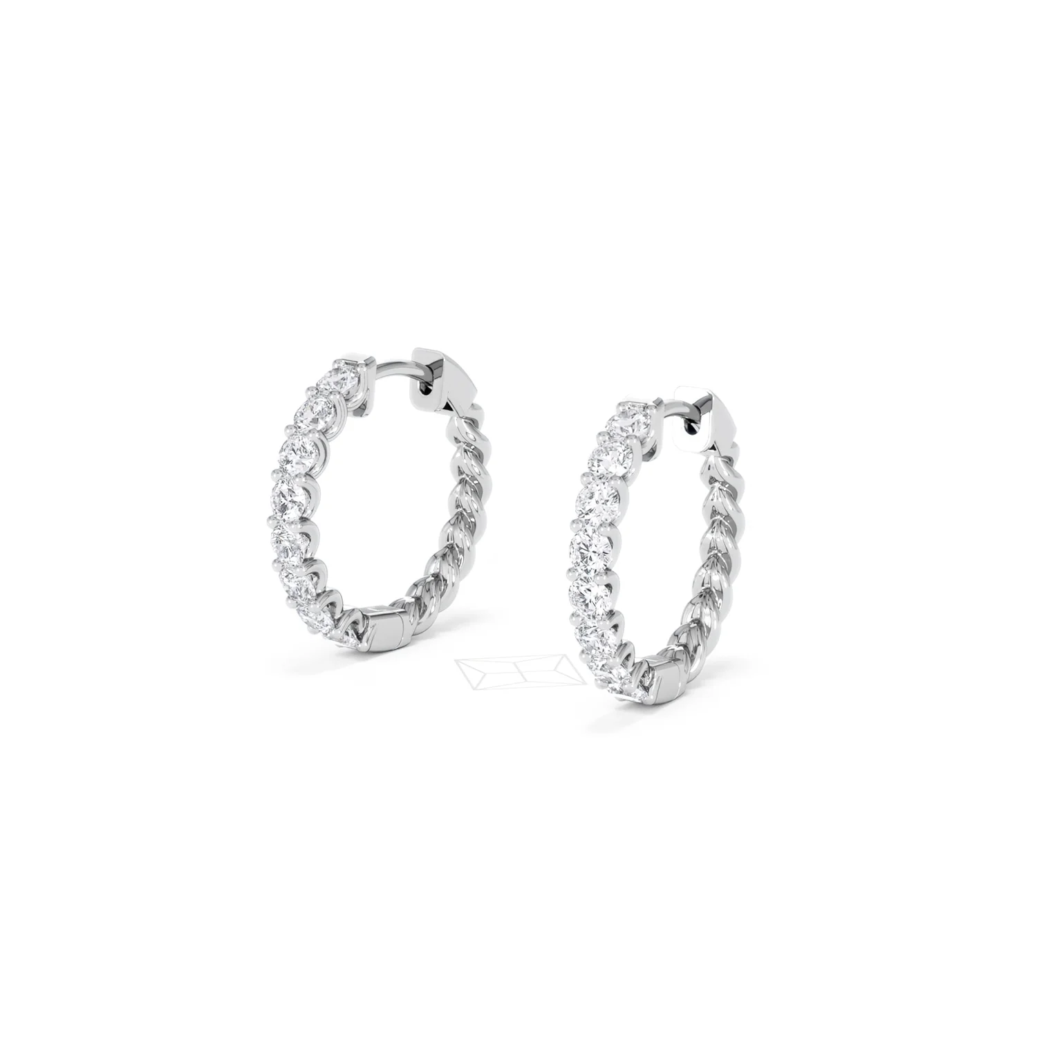 Braided 1.00ct Round Cut Lab Diamond Hoop Earrings in 9K White Gold - Image 81