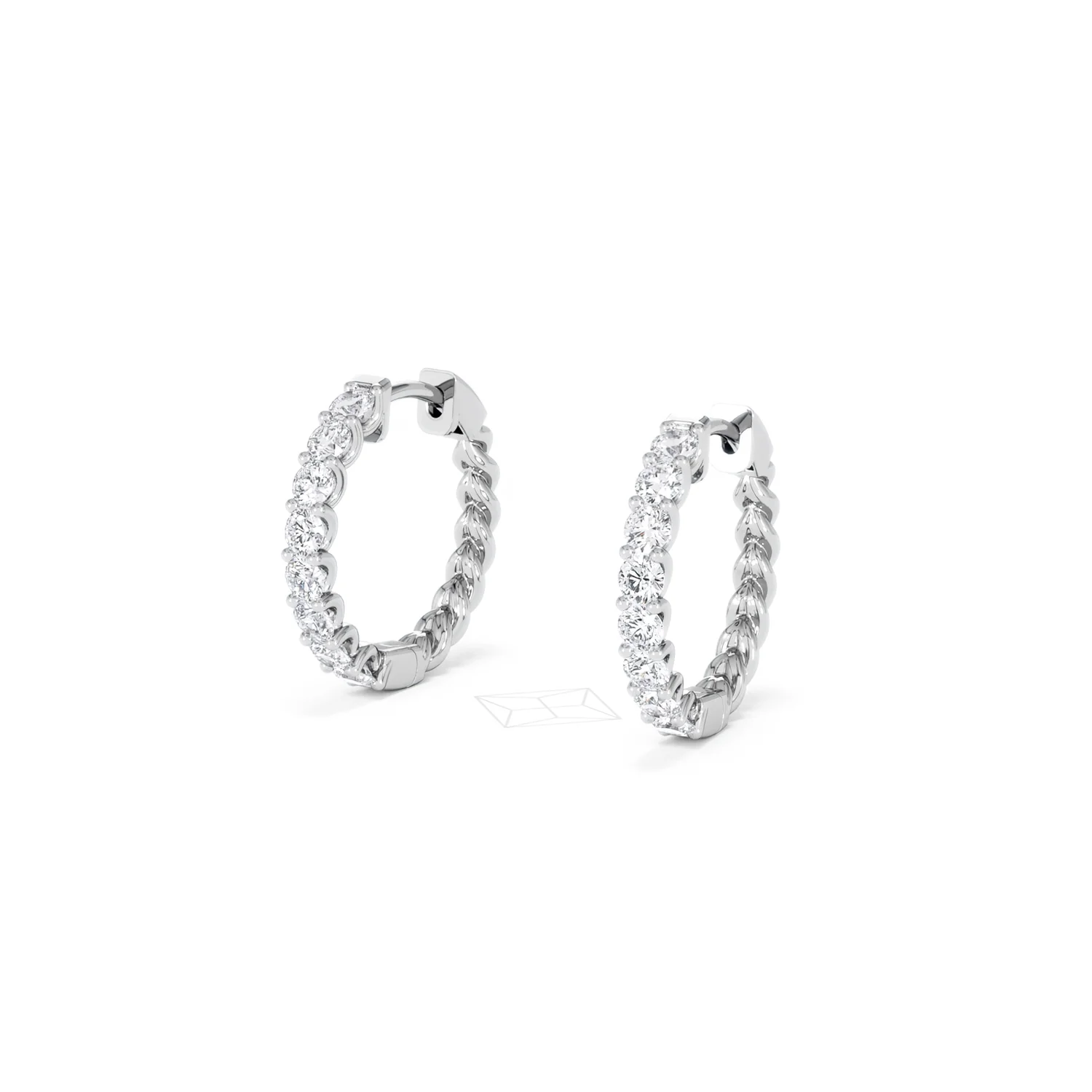 Braided 1.00ct Round Cut Lab Diamond Hoop Earrings in 9K White Gold - Image 82