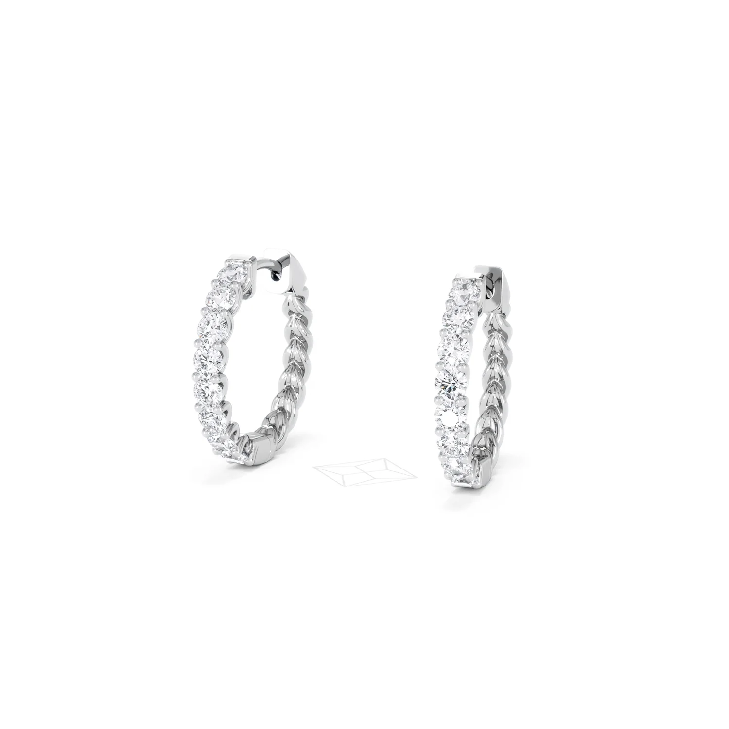Braided 1.00ct Round Cut Lab Diamond Hoop Earrings in 9K White Gold - Image 84