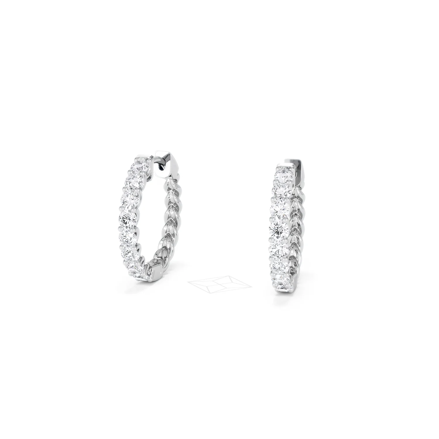 Braided 1.00ct Round Cut Lab Diamond Hoop Earrings in 9K White Gold - Image 85