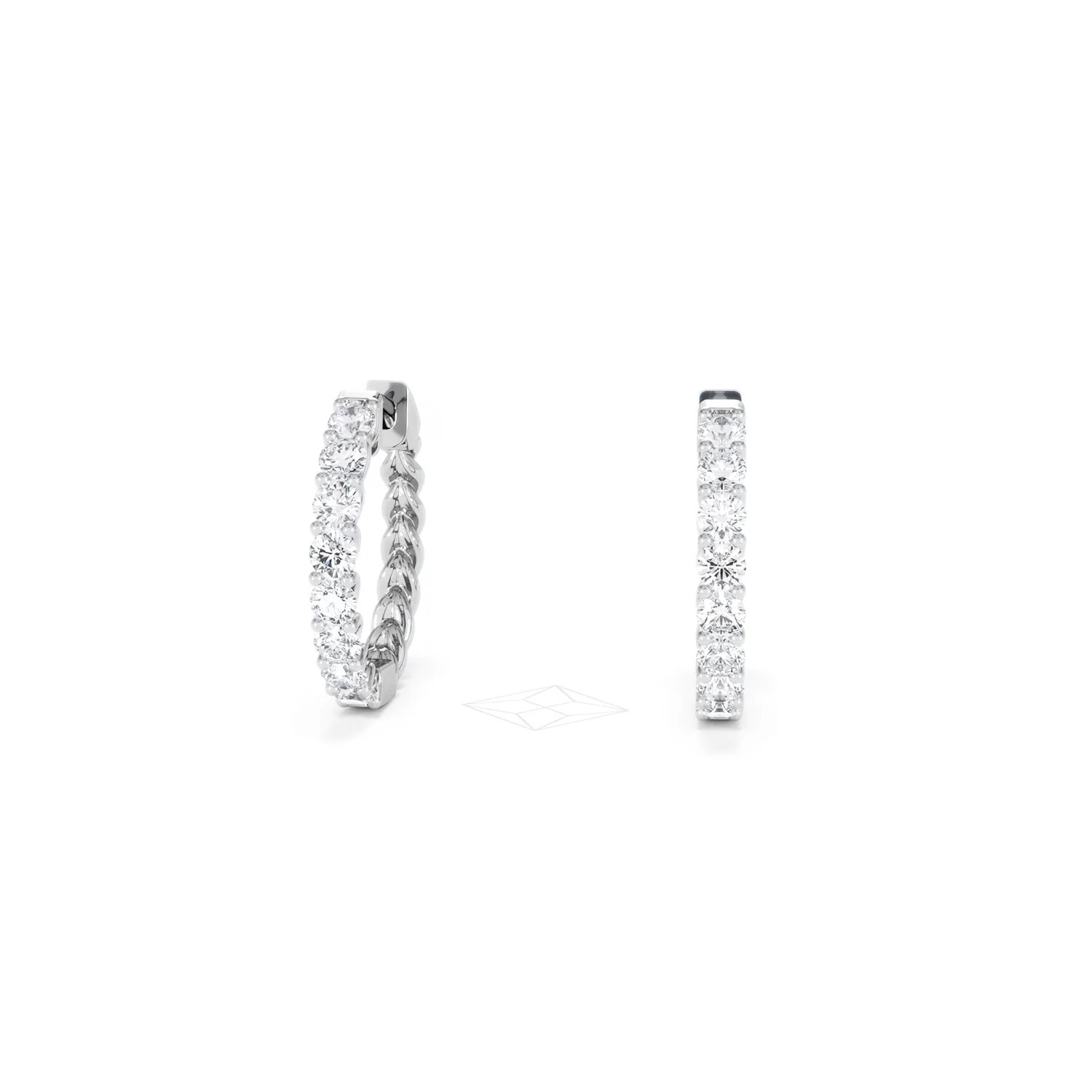 Braided 1.00ct Round Cut Lab Diamond Hoop Earrings in 9K White Gold - Image 87