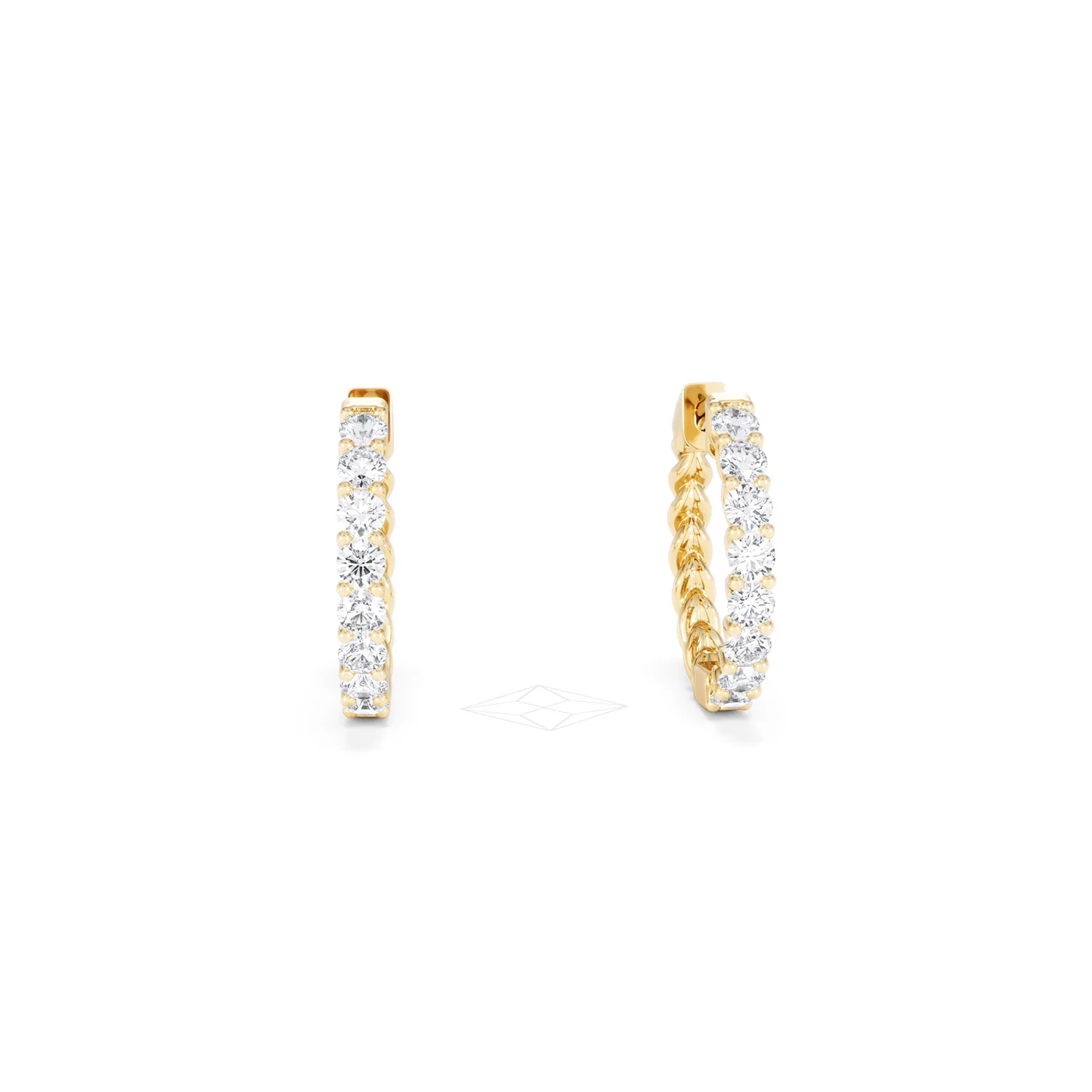 Braided 1.00ct Round Cut Lab Diamond Hoop Earrings in 9K Yellow Gold - Image 10
