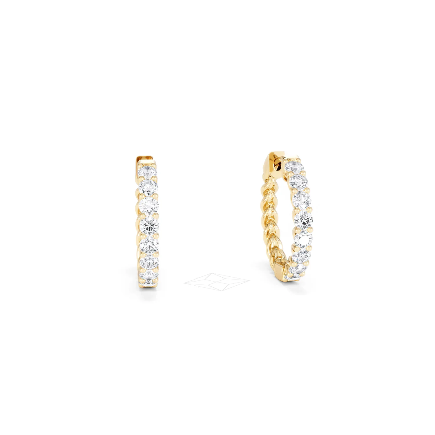 Braided 1.00ct Round Cut Lab Diamond Hoop Earrings in 9K Yellow Gold - Image 11