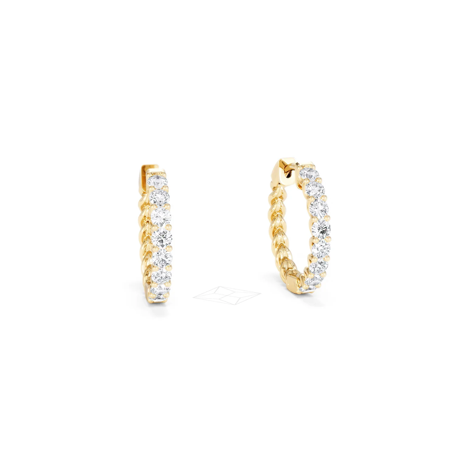 Braided 1.00ct Round Cut Lab Diamond Hoop Earrings in 9K Yellow Gold - Image 12