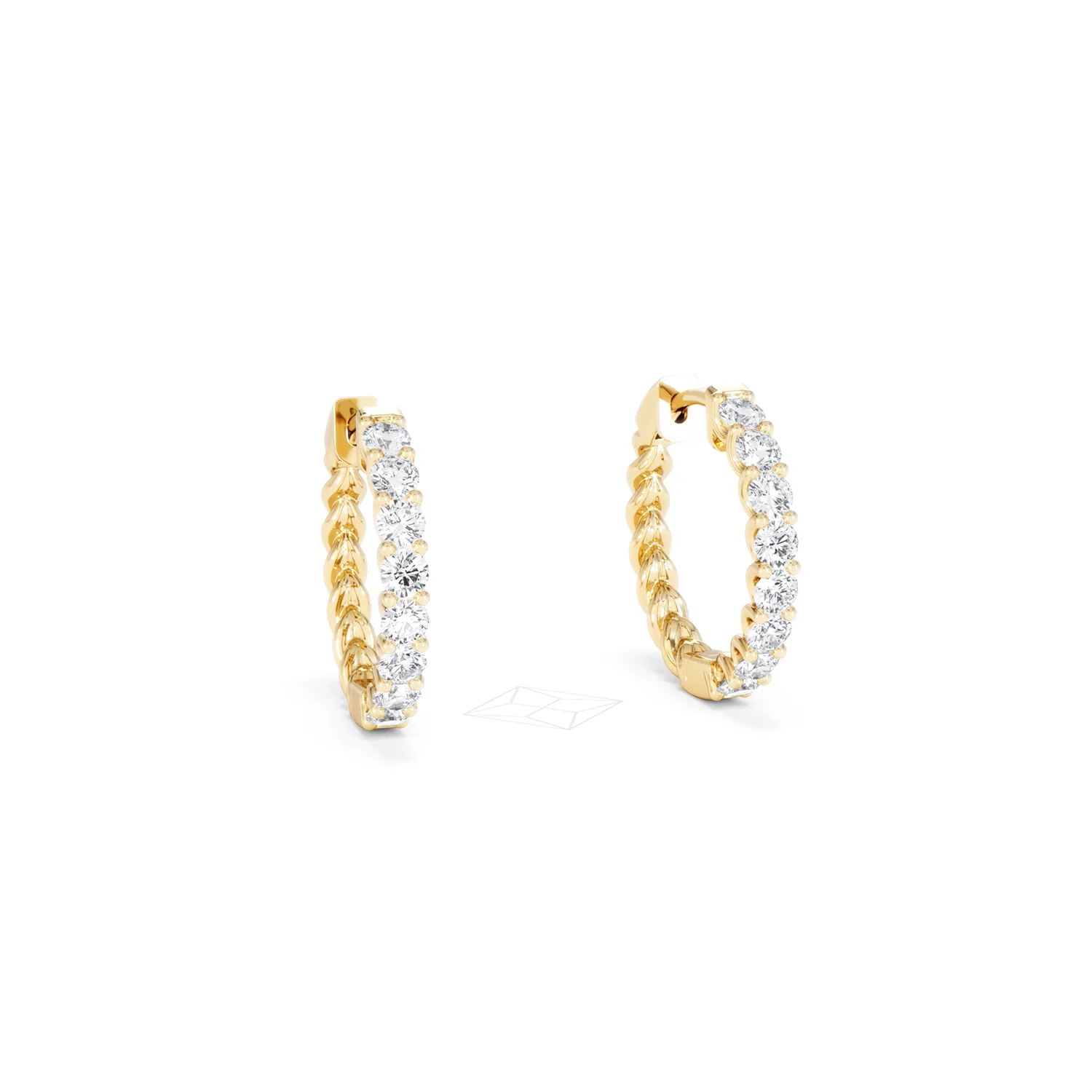 Braided 1.00ct Round Cut Lab Diamond Hoop Earrings in 9K Yellow Gold - Image 13