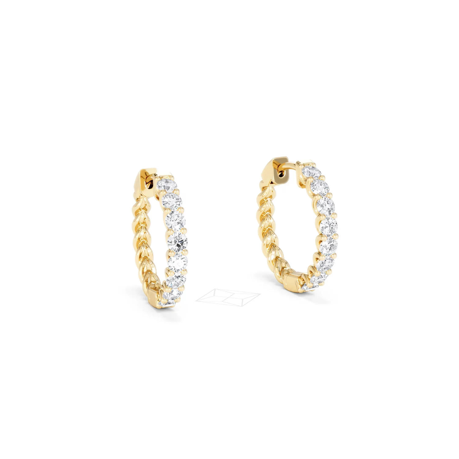 Braided 1.00ct Round Cut Lab Diamond Hoop Earrings in 9K Yellow Gold - Image 14