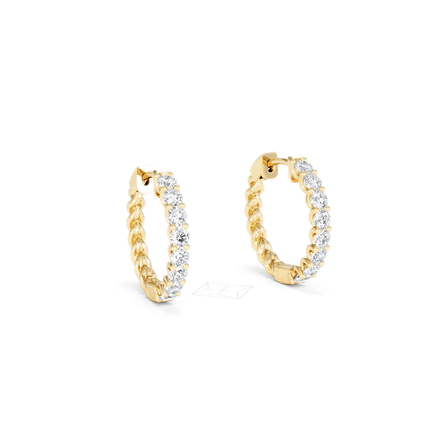 Braided 1.00ct Round Cut Lab Diamond Hoop Earrings in 9K Yellow Gold - Image 15