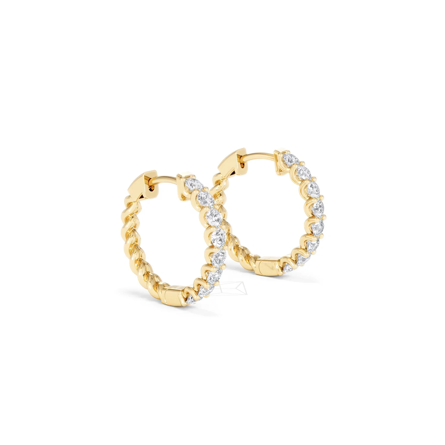 Braided 1.00ct Round Cut Lab Diamond Hoop Earrings in 9K Yellow Gold - Image 20