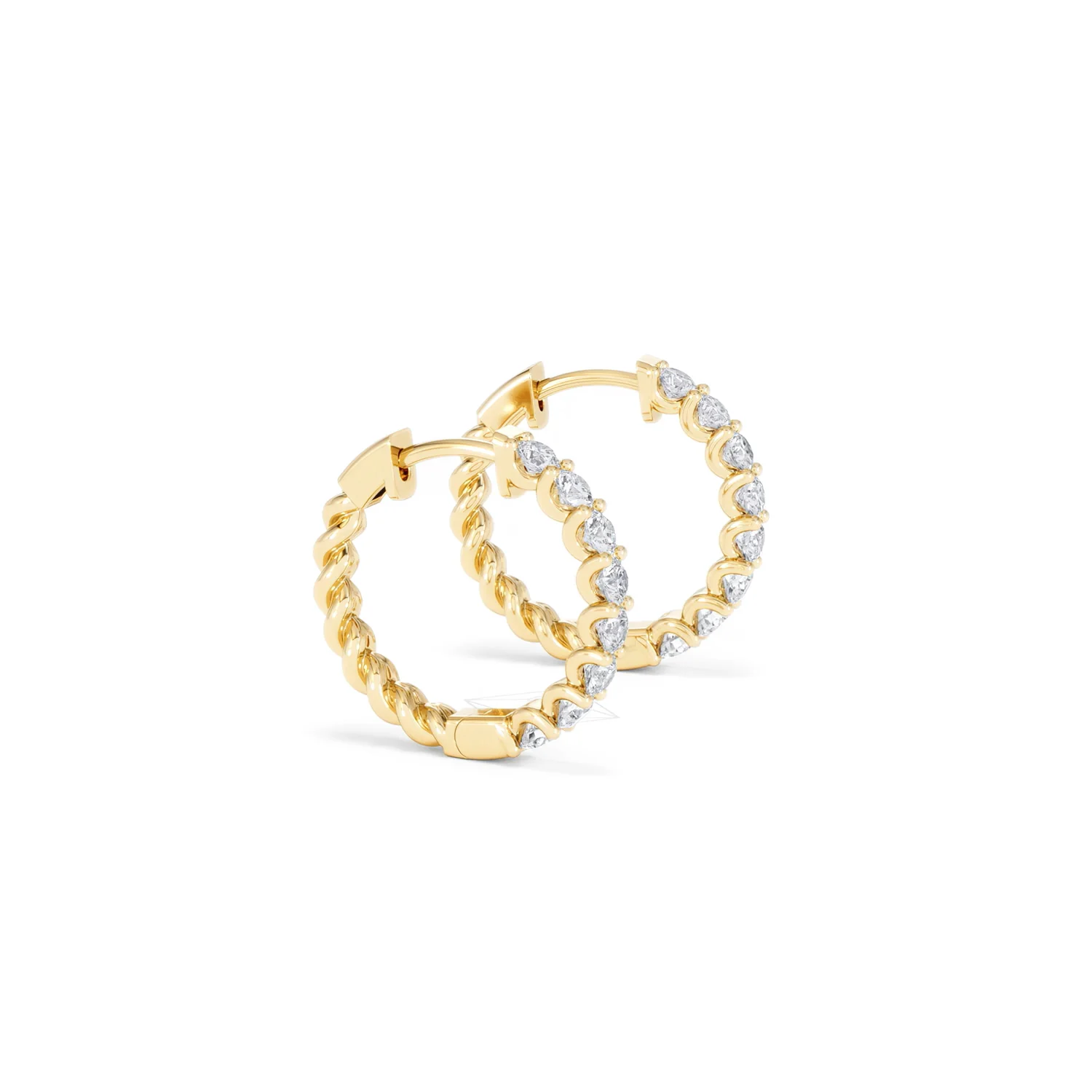Braided 1.00ct Round Cut Lab Diamond Hoop Earrings in 9K Yellow Gold - Image 24