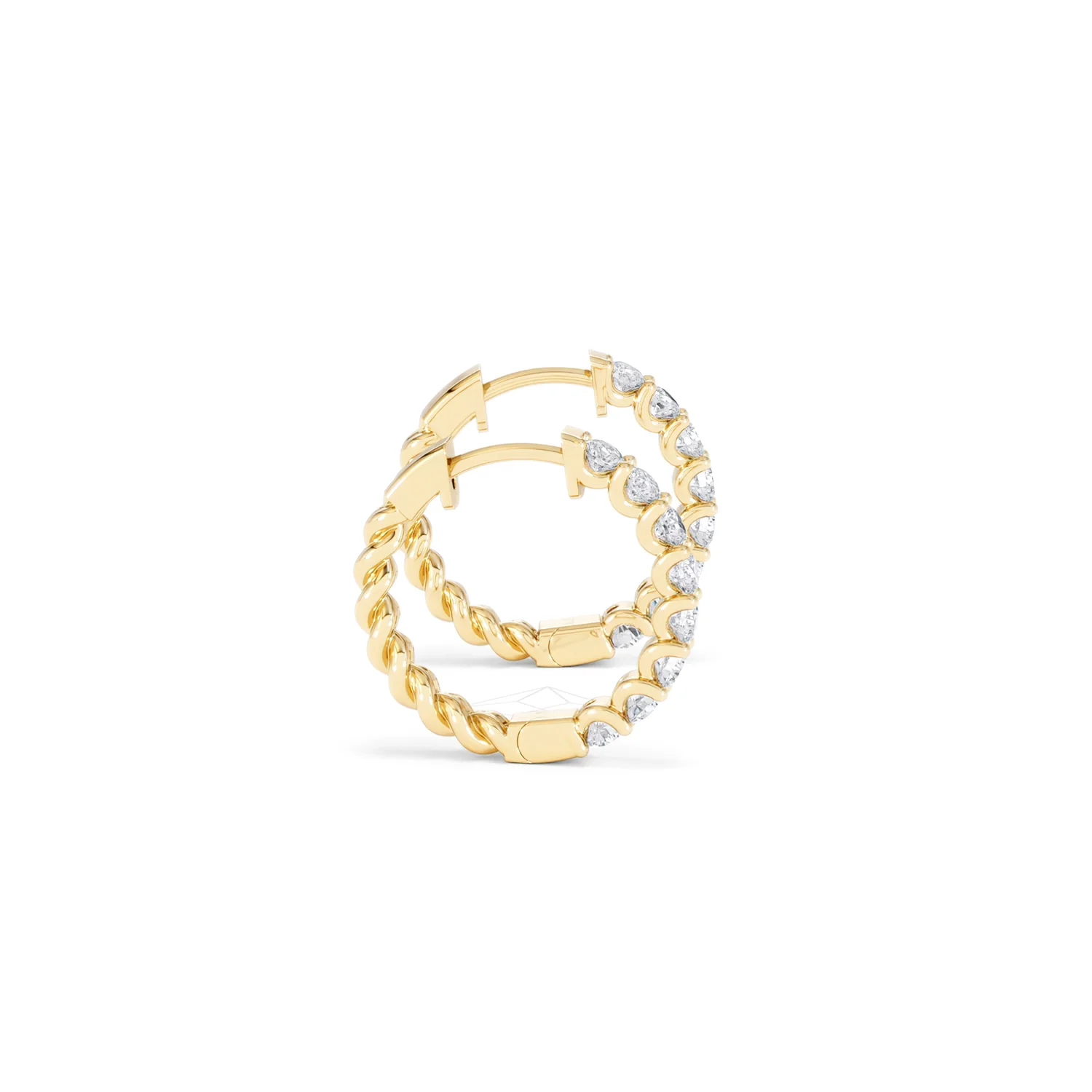 Braided 1.00ct Round Cut Lab Diamond Hoop Earrings in 9K Yellow Gold - Image 28