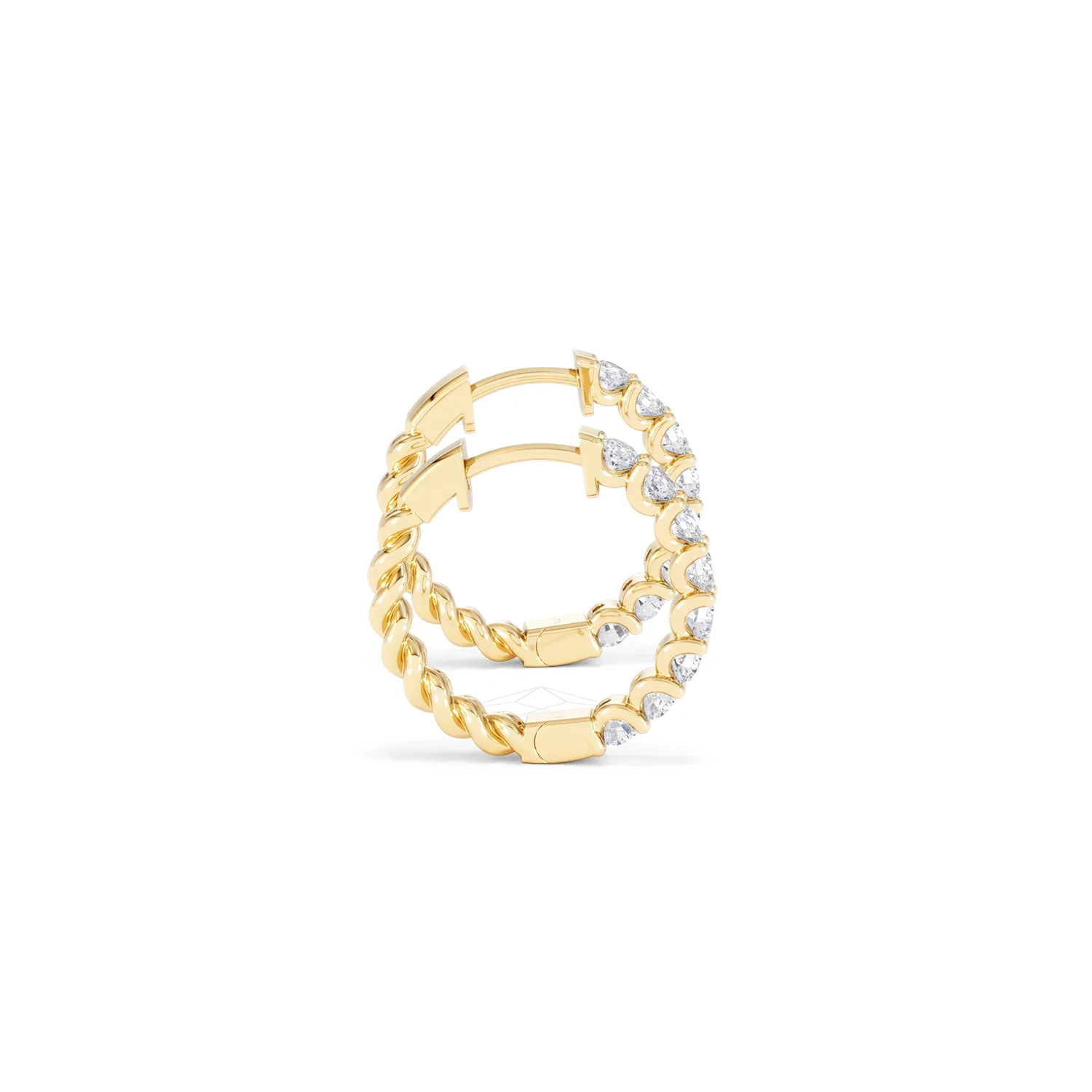 Braided 1.00ct Round Cut Lab Diamond Hoop Earrings in 9K Yellow Gold - Image 29