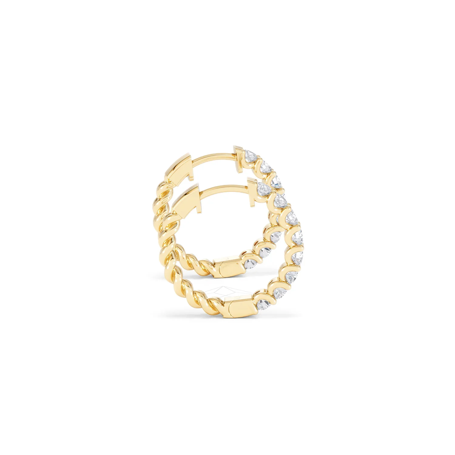 Braided 1.00ct Round Cut Lab Diamond Hoop Earrings in 9K Yellow Gold - Image 30