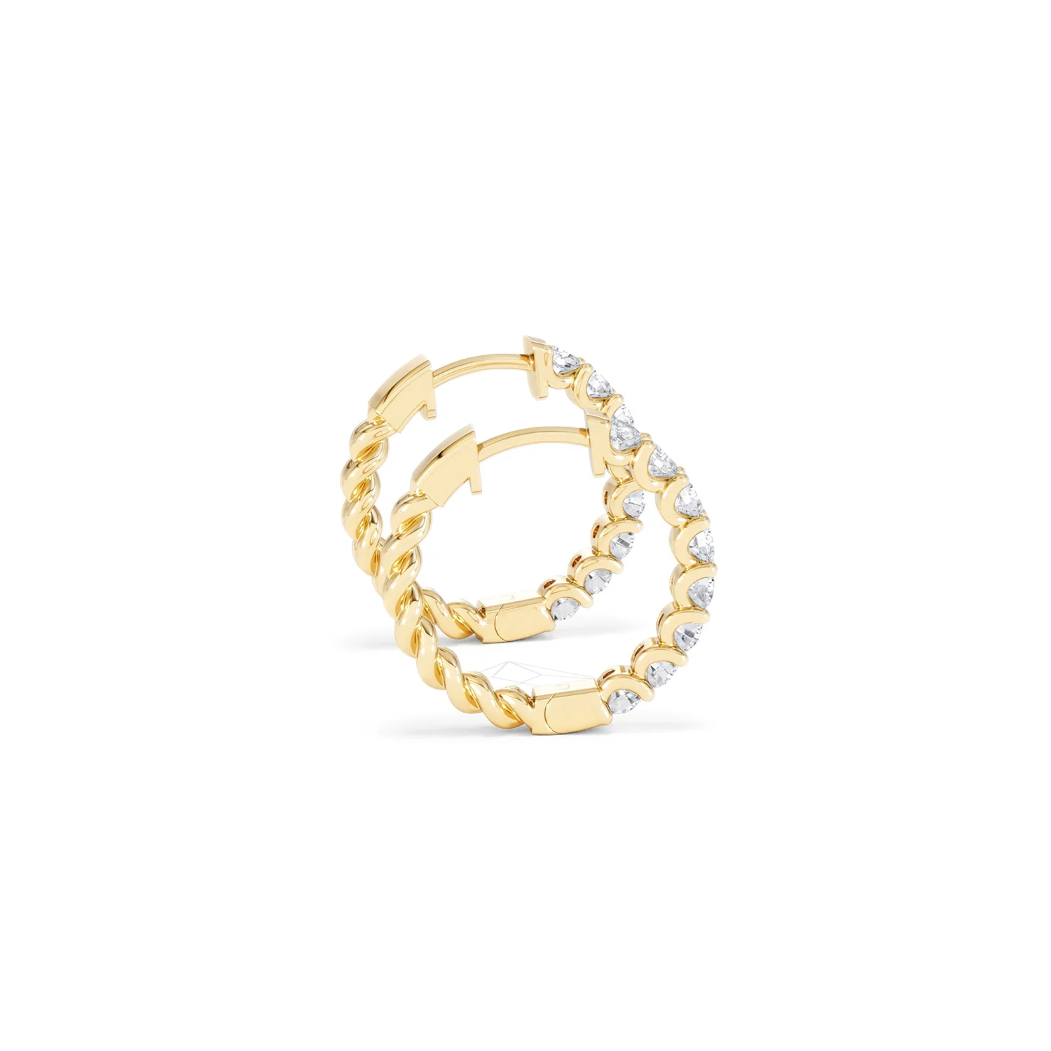 Braided 1.00ct Round Cut Lab Diamond Hoop Earrings in 9K Yellow Gold - Image 31