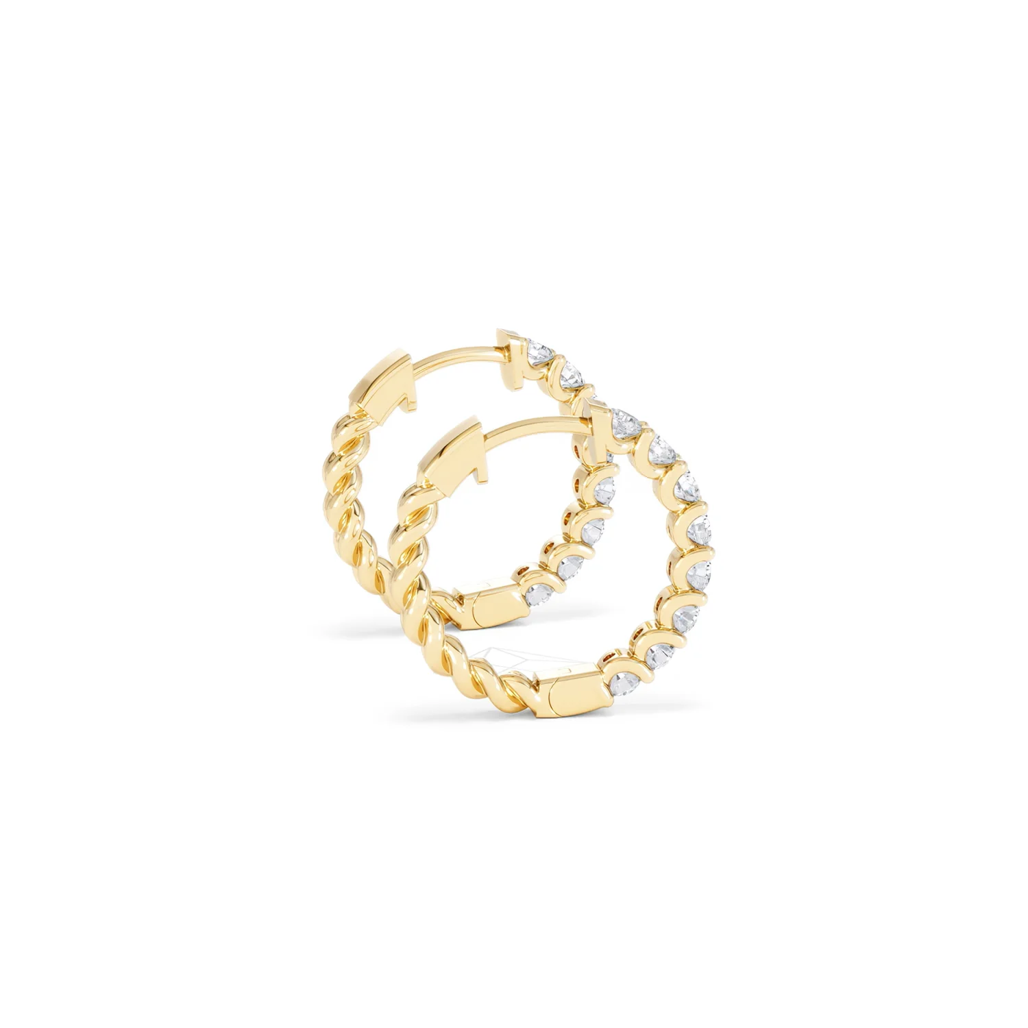 Braided 1.00ct Round Cut Lab Diamond Hoop Earrings in 9K Yellow Gold - Image 32