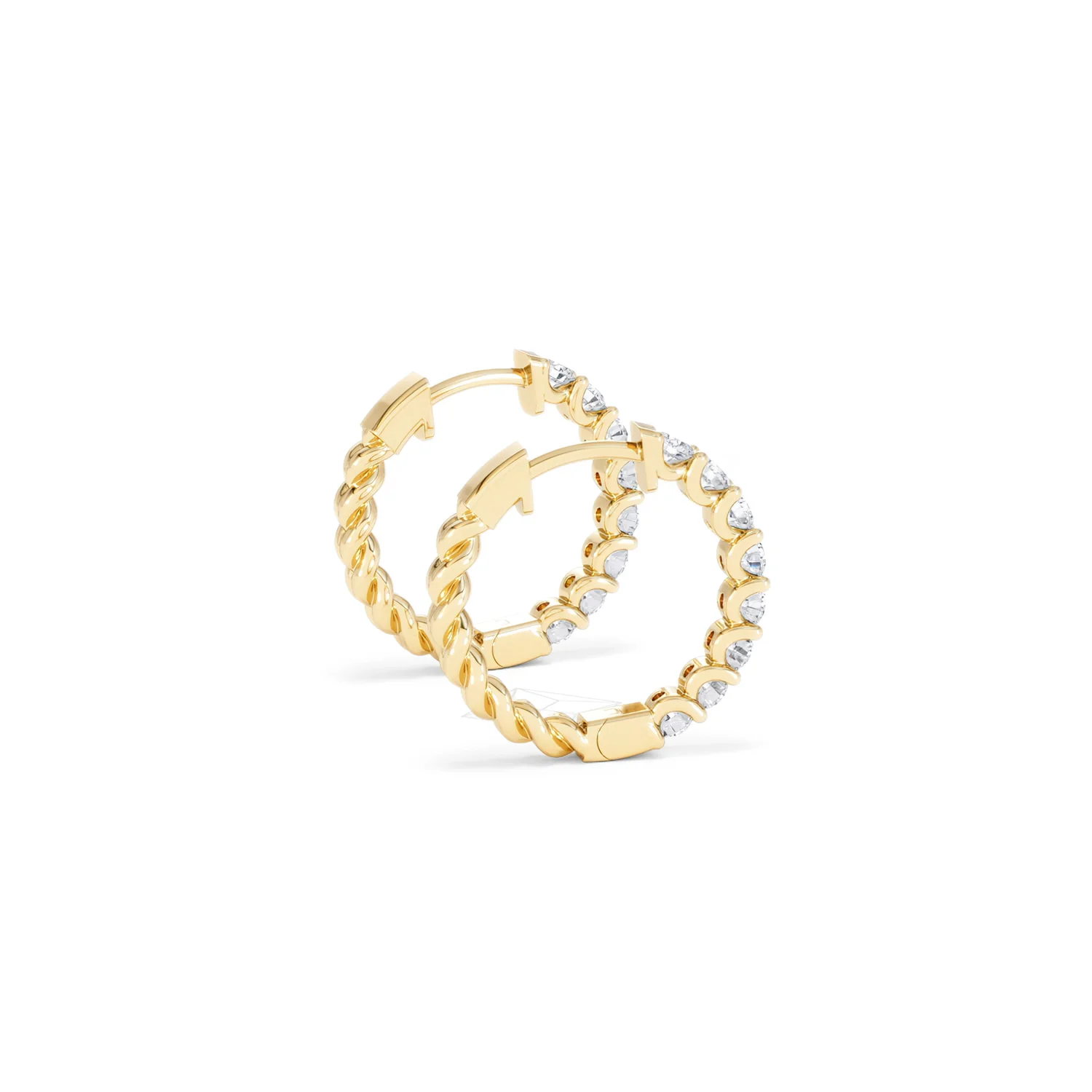 Braided 1.00ct Round Cut Lab Diamond Hoop Earrings in 9K Yellow Gold - Image 33