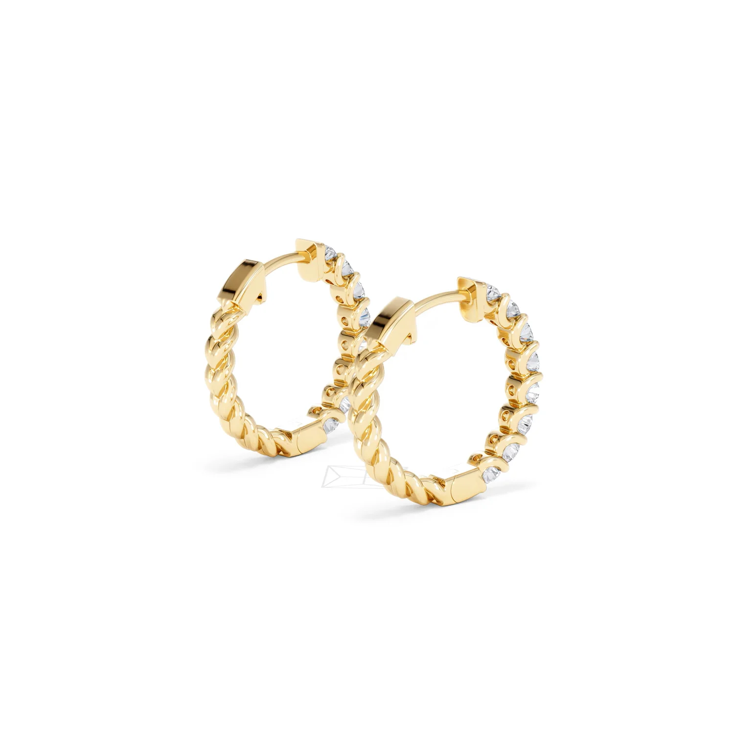 Braided 1.00ct Round Cut Lab Diamond Hoop Earrings in 9K Yellow Gold - Image 38
