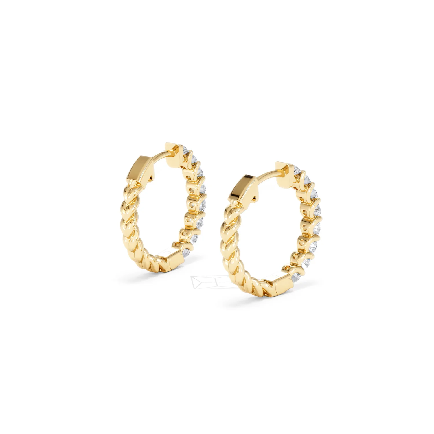 Braided 1.00ct Round Cut Lab Diamond Hoop Earrings in 9K Yellow Gold - Image 40
