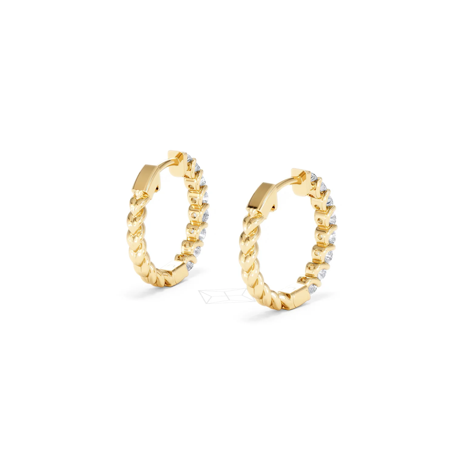 Braided 1.00ct Round Cut Lab Diamond Hoop Earrings in 9K Yellow Gold - Image 41