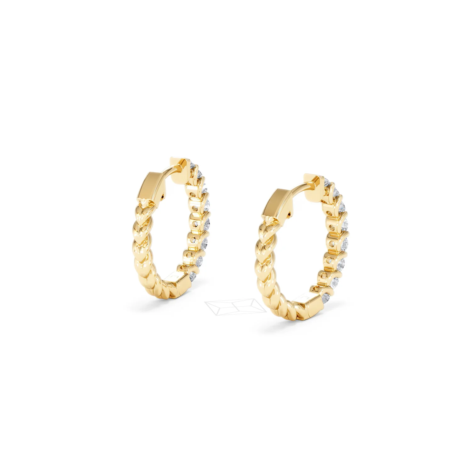 Braided 1.00ct Round Cut Lab Diamond Hoop Earrings in 9K Yellow Gold - Image 42