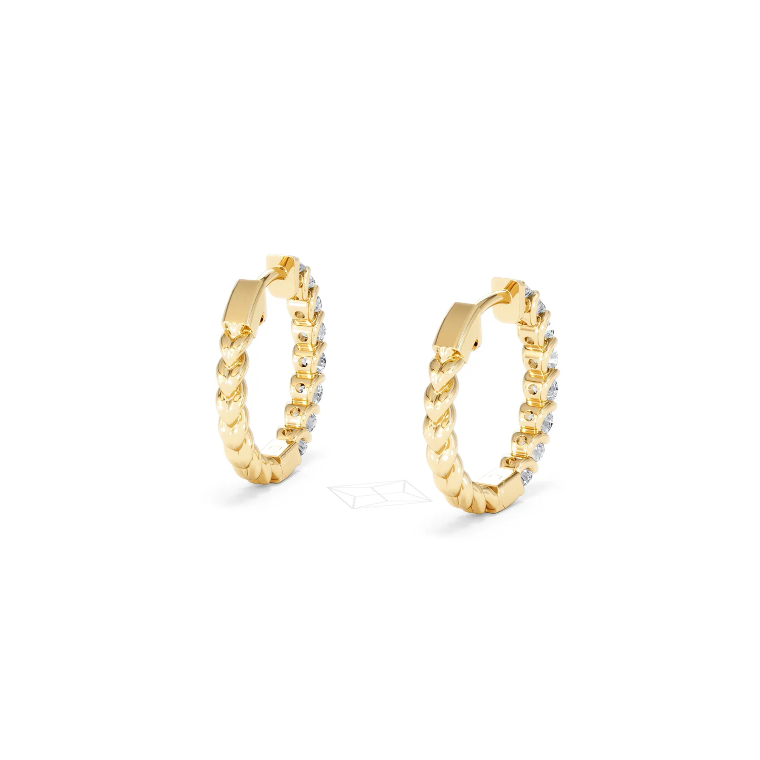 Braided 1.00ct Round Cut Lab Diamond Hoop Earrings in 9K Yellow Gold - Image 43