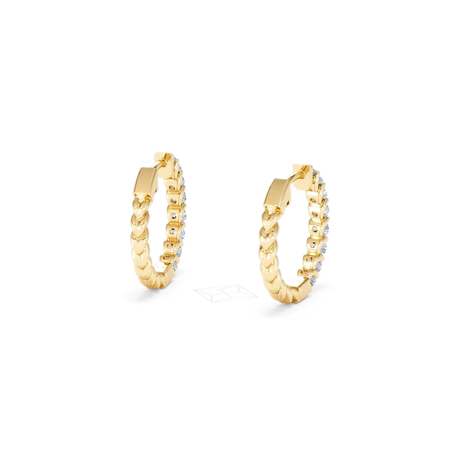 Braided 1.00ct Round Cut Lab Diamond Hoop Earrings in 9K Yellow Gold - Image 44