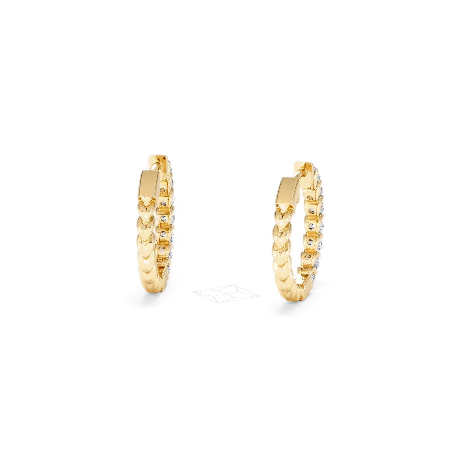 Braided 1.00ct Round Cut Lab Diamond Hoop Earrings in 9K Yellow Gold - Image 46