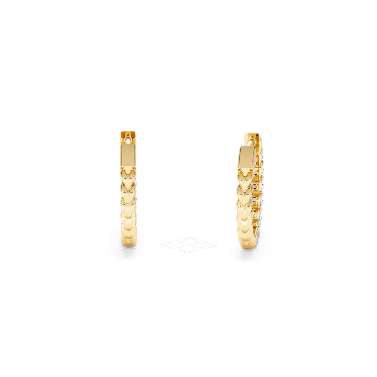 Braided 1.00ct Round Cut Lab Diamond Hoop Earrings in 9K Yellow Gold - Image 48