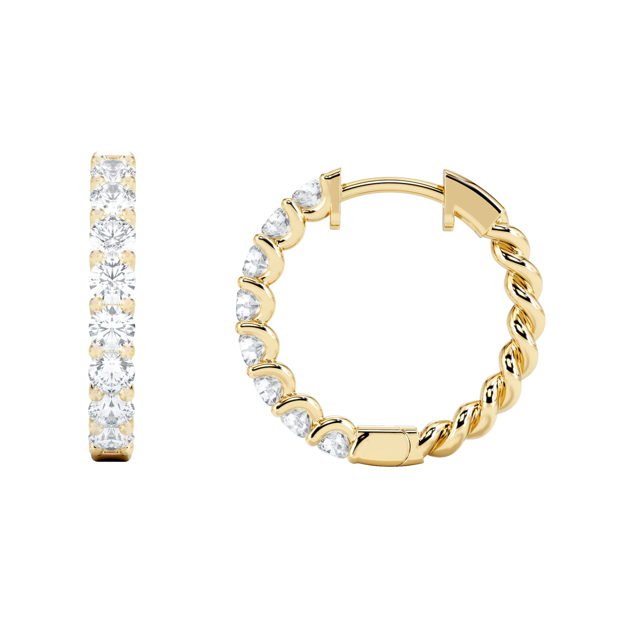 Braided 1.00ct Round Cut Lab Diamond Hoop Earrings in 9K Yellow Gold - Image 5