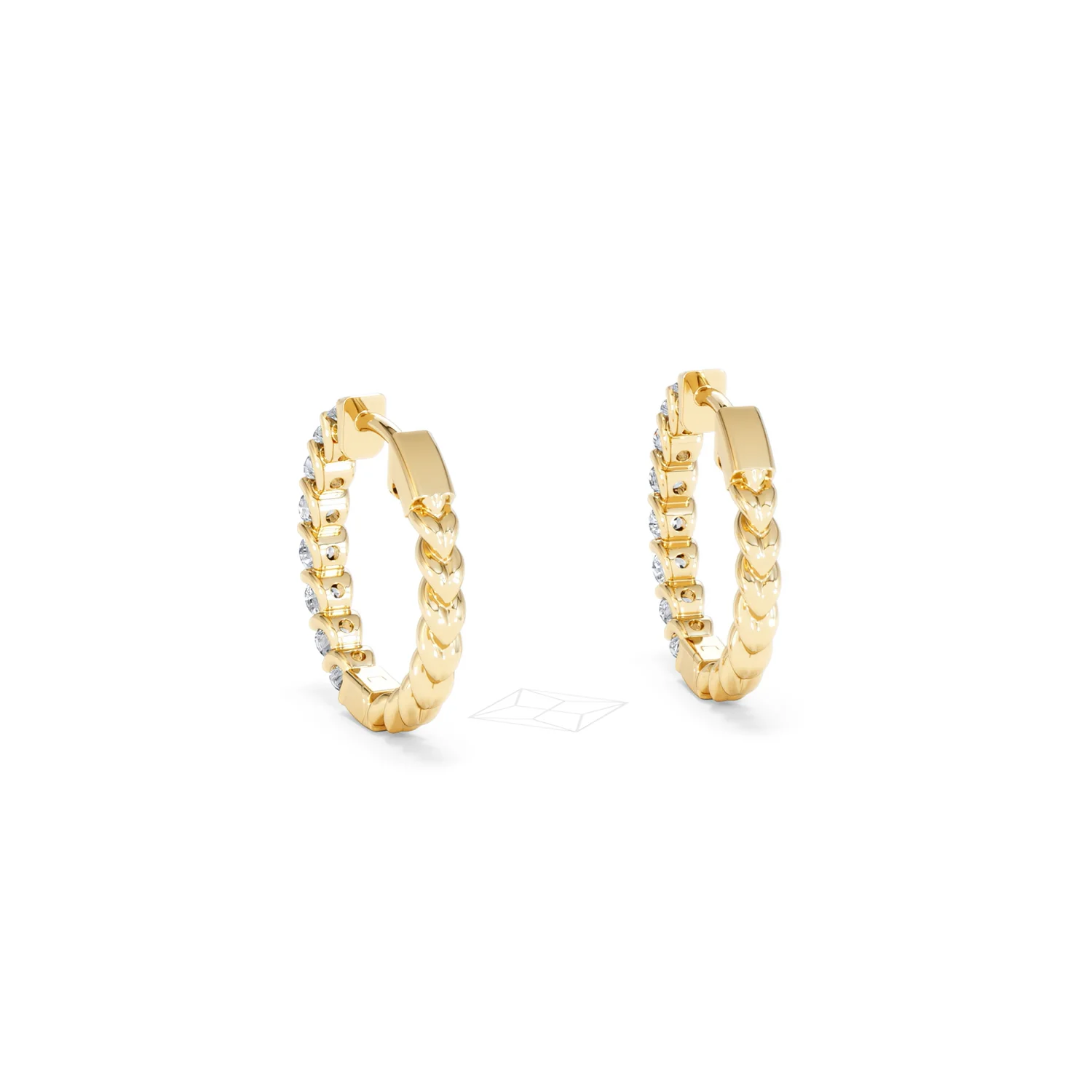 Braided 1.00ct Round Cut Lab Diamond Hoop Earrings in 9K Yellow Gold - Image 53