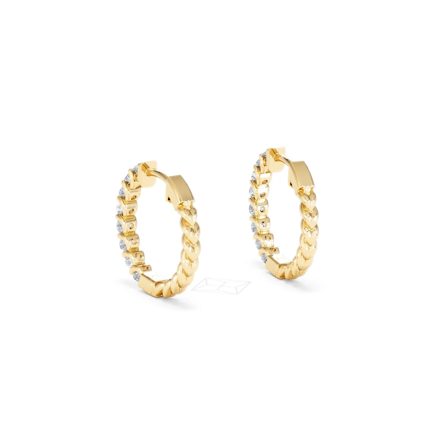Braided 1.00ct Round Cut Lab Diamond Hoop Earrings in 9K Yellow Gold - Image 55