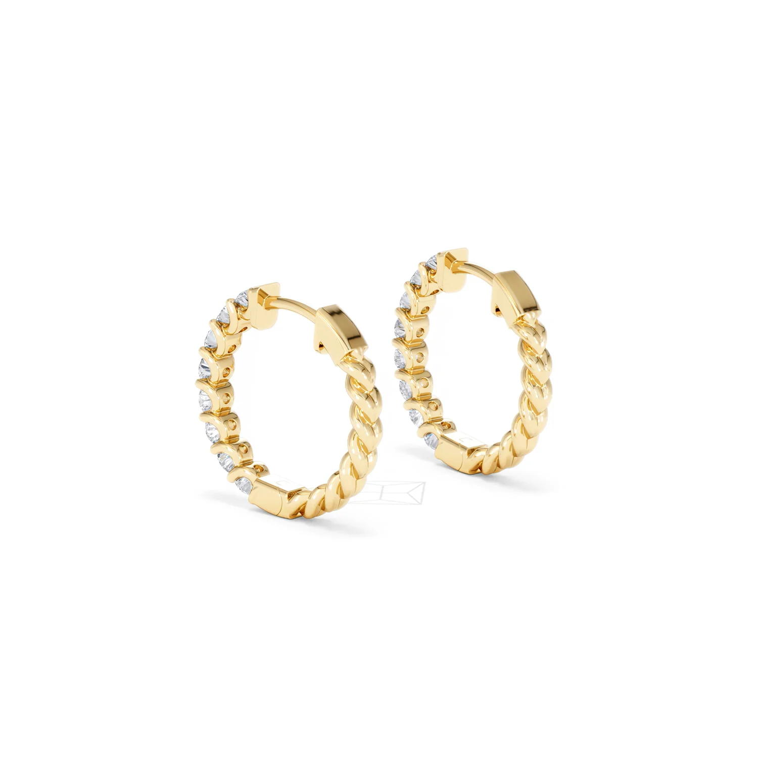 Braided 1.00ct Round Cut Lab Diamond Hoop Earrings in 9K Yellow Gold - Image 58