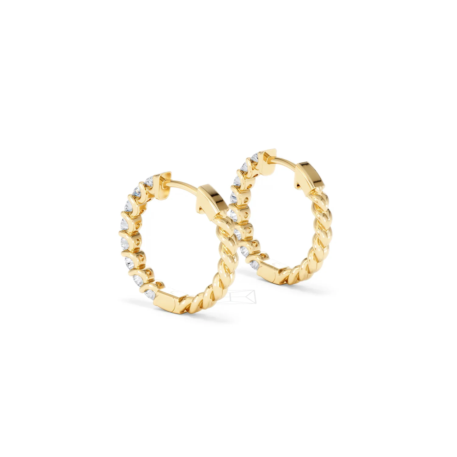 Braided 1.00ct Round Cut Lab Diamond Hoop Earrings in 9K Yellow Gold - Image 59