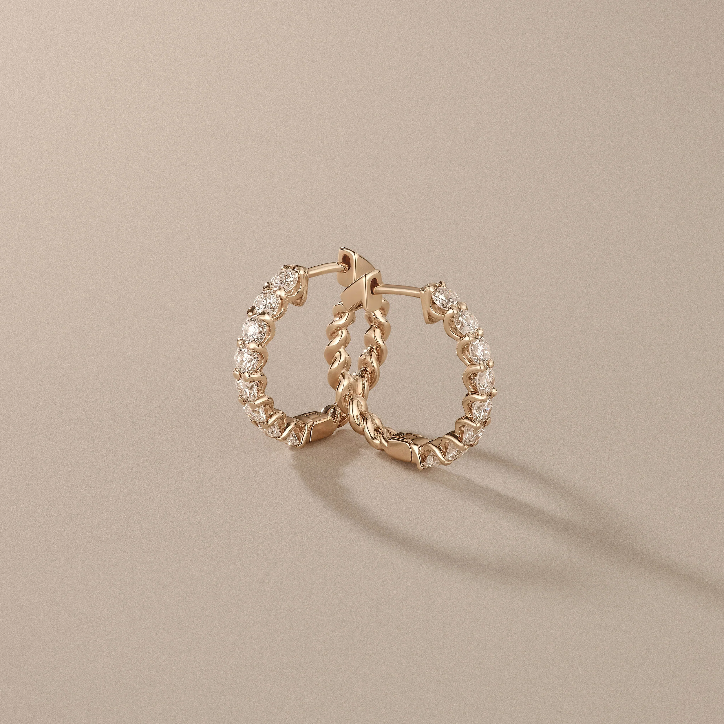 Braided 1.00ct Round Cut Lab Diamond Hoop Earrings in 9K Yellow Gold - Image 6