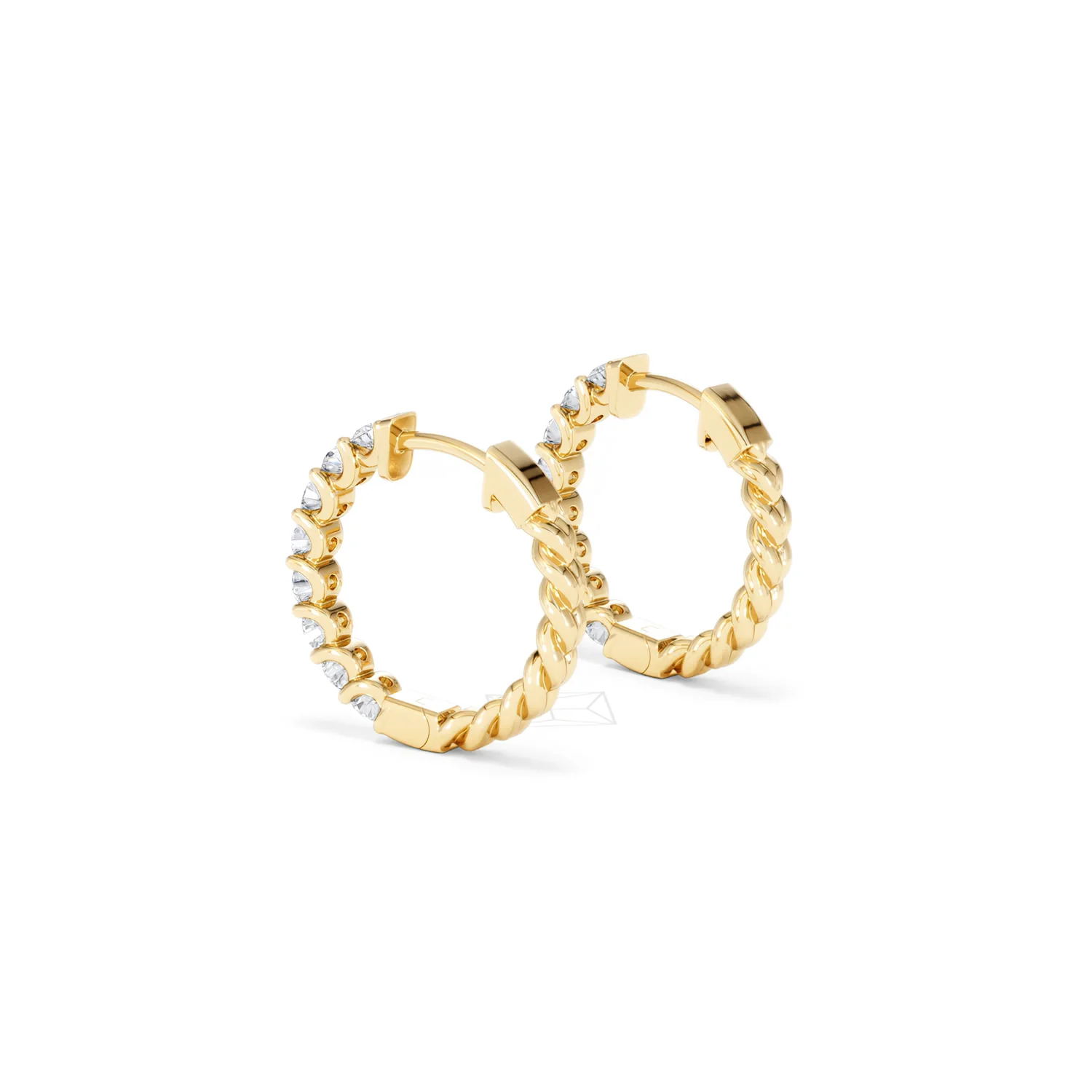 Braided 1.00ct Round Cut Lab Diamond Hoop Earrings in 9K Yellow Gold - Image 60