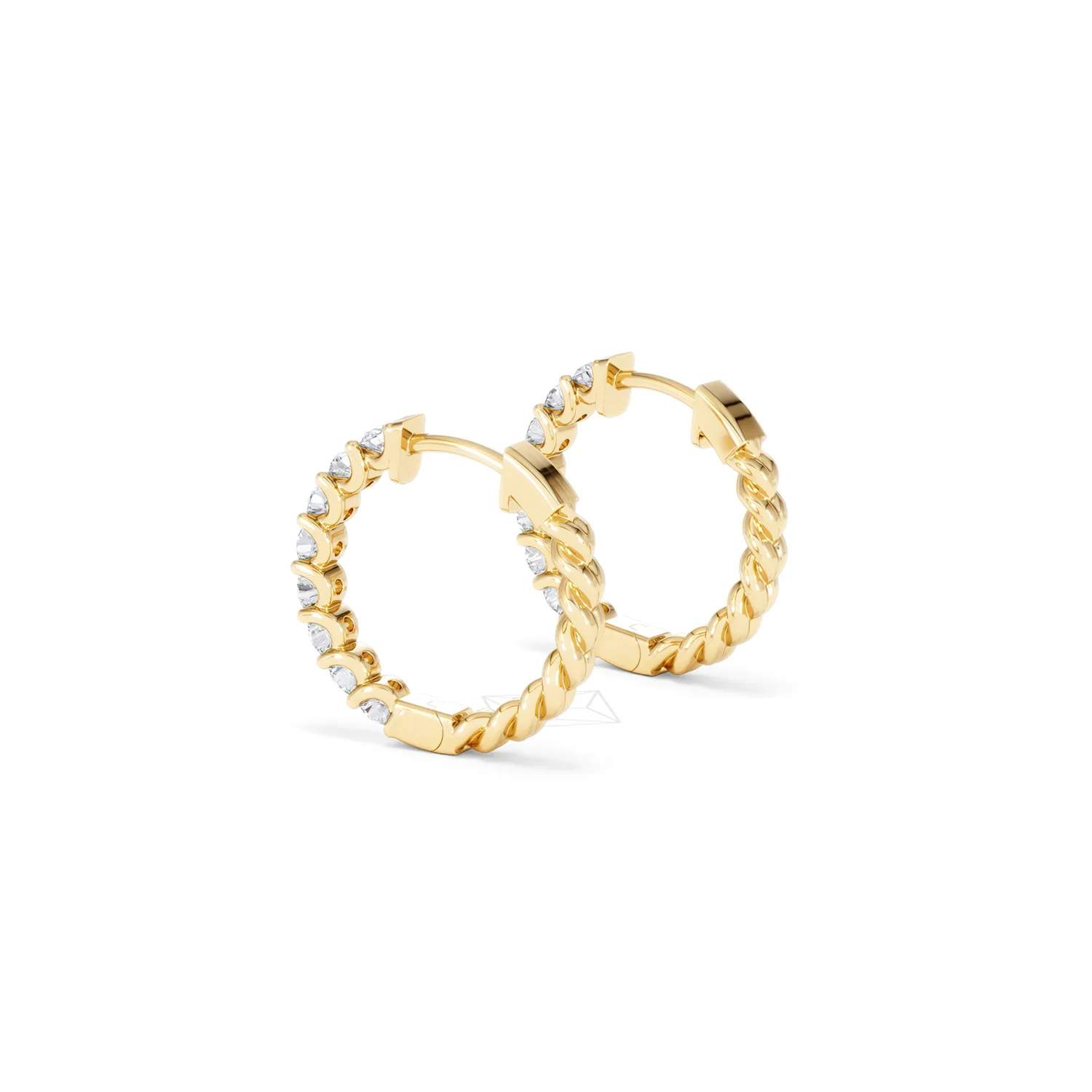Braided 1.00ct Round Cut Lab Diamond Hoop Earrings in 9K Yellow Gold - Image 61