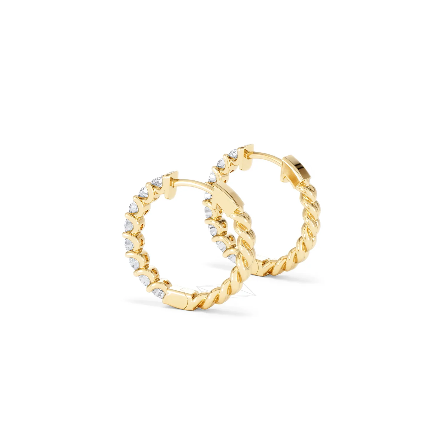 Braided 1.00ct Round Cut Lab Diamond Hoop Earrings in 9K Yellow Gold - Image 62