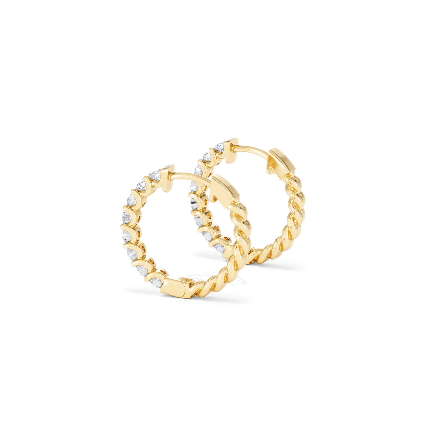 Braided 1.00ct Round Cut Lab Diamond Hoop Earrings in 9K Yellow Gold - Image 63