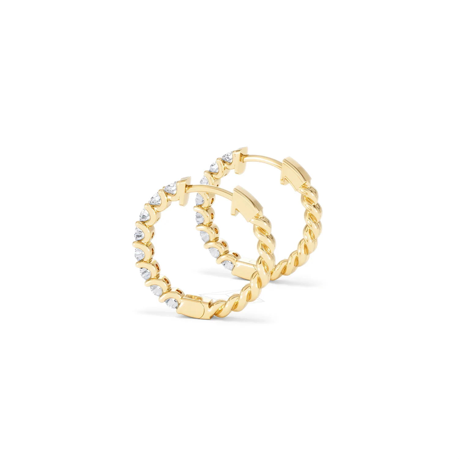 Braided 1.00ct Round Cut Lab Diamond Hoop Earrings in 9K Yellow Gold - Image 64