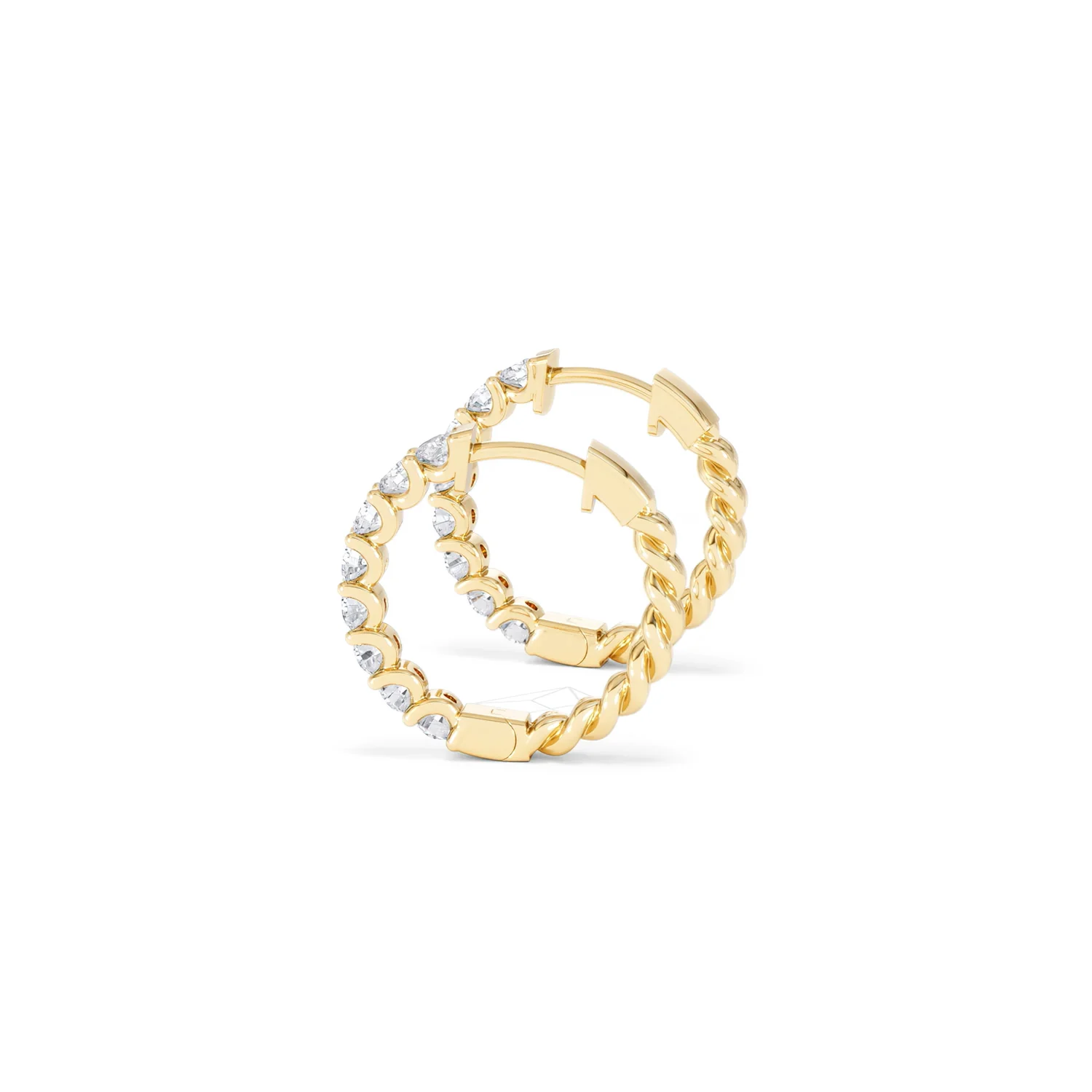 Braided 1.00ct Round Cut Lab Diamond Hoop Earrings in 9K Yellow Gold - Image 66