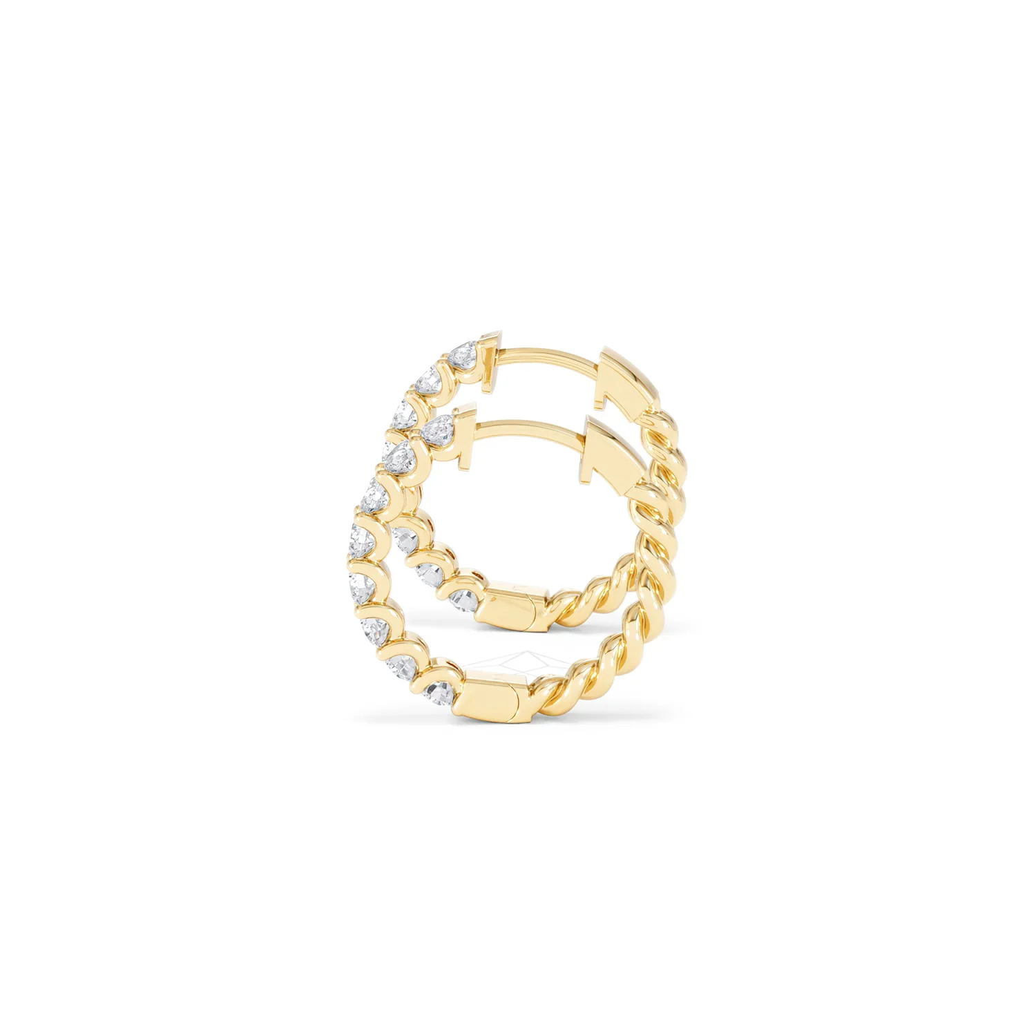 Braided 1.00ct Round Cut Lab Diamond Hoop Earrings in 9K Yellow Gold - Image 68